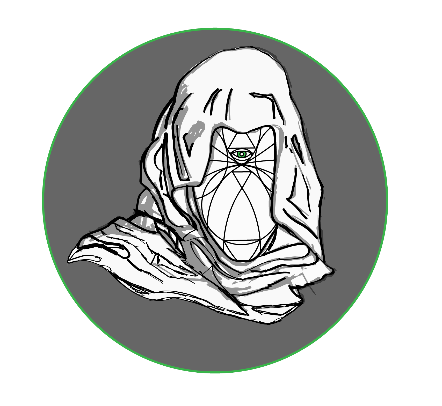 hooded third eye logo green