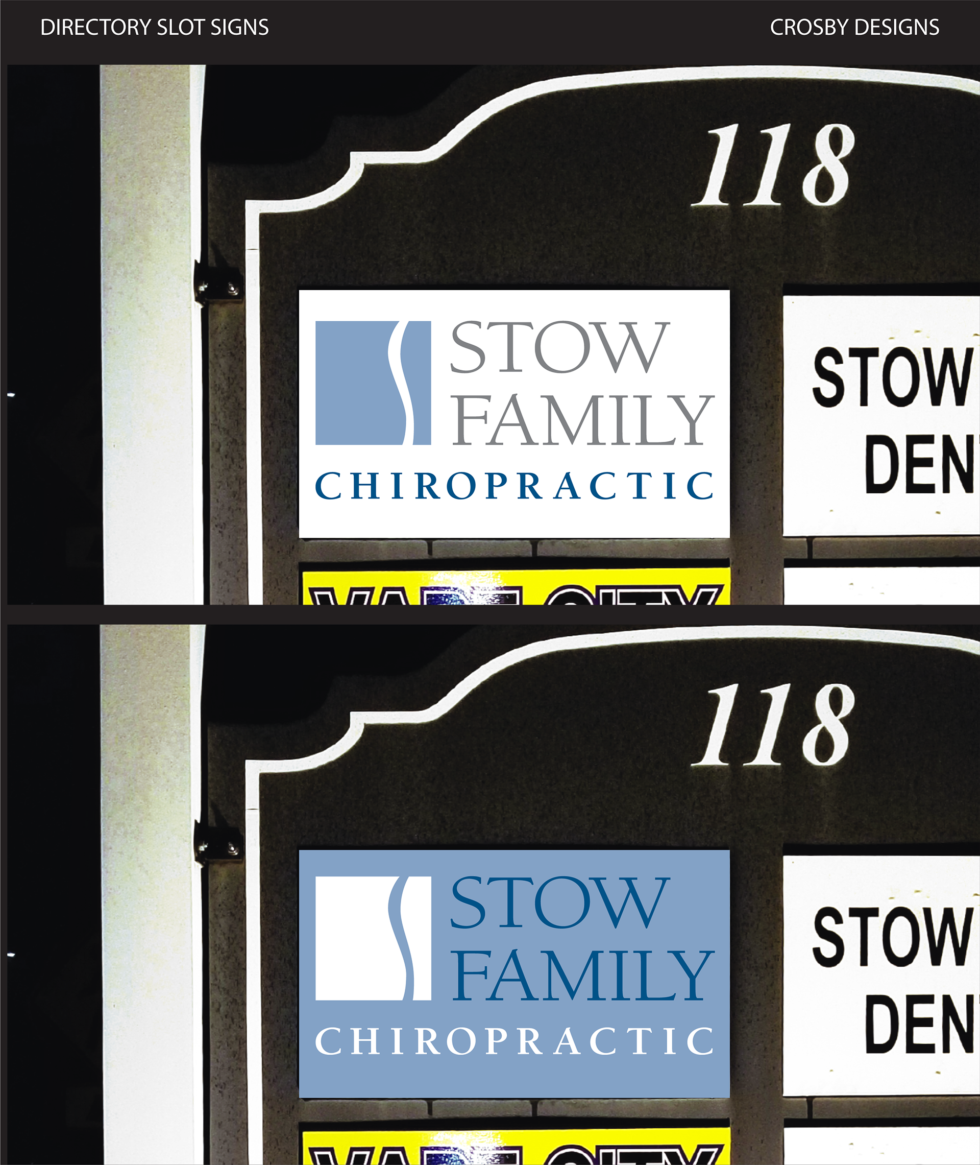 Directory slot sign mockup options