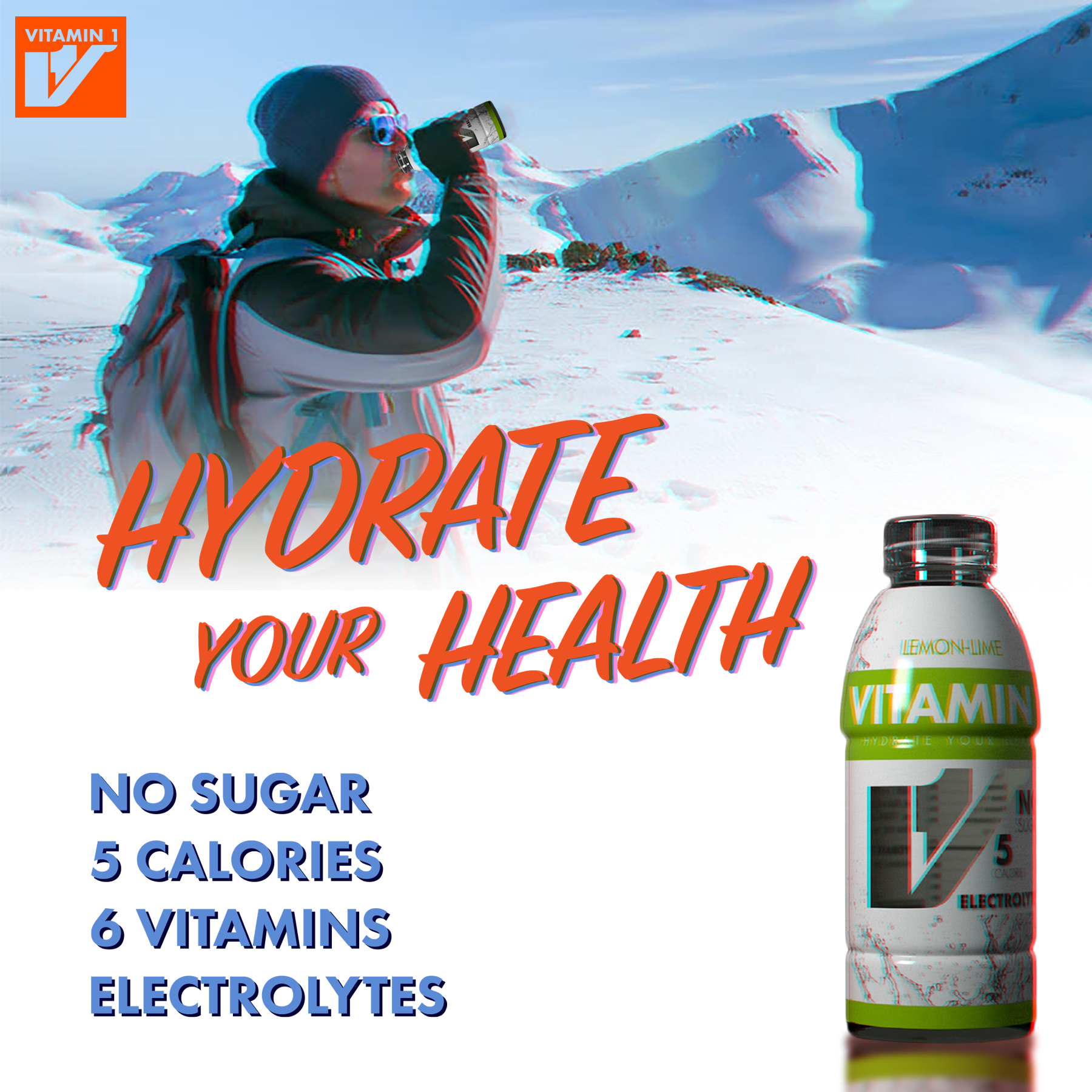 Vitamin 1 Winter sports ad. design