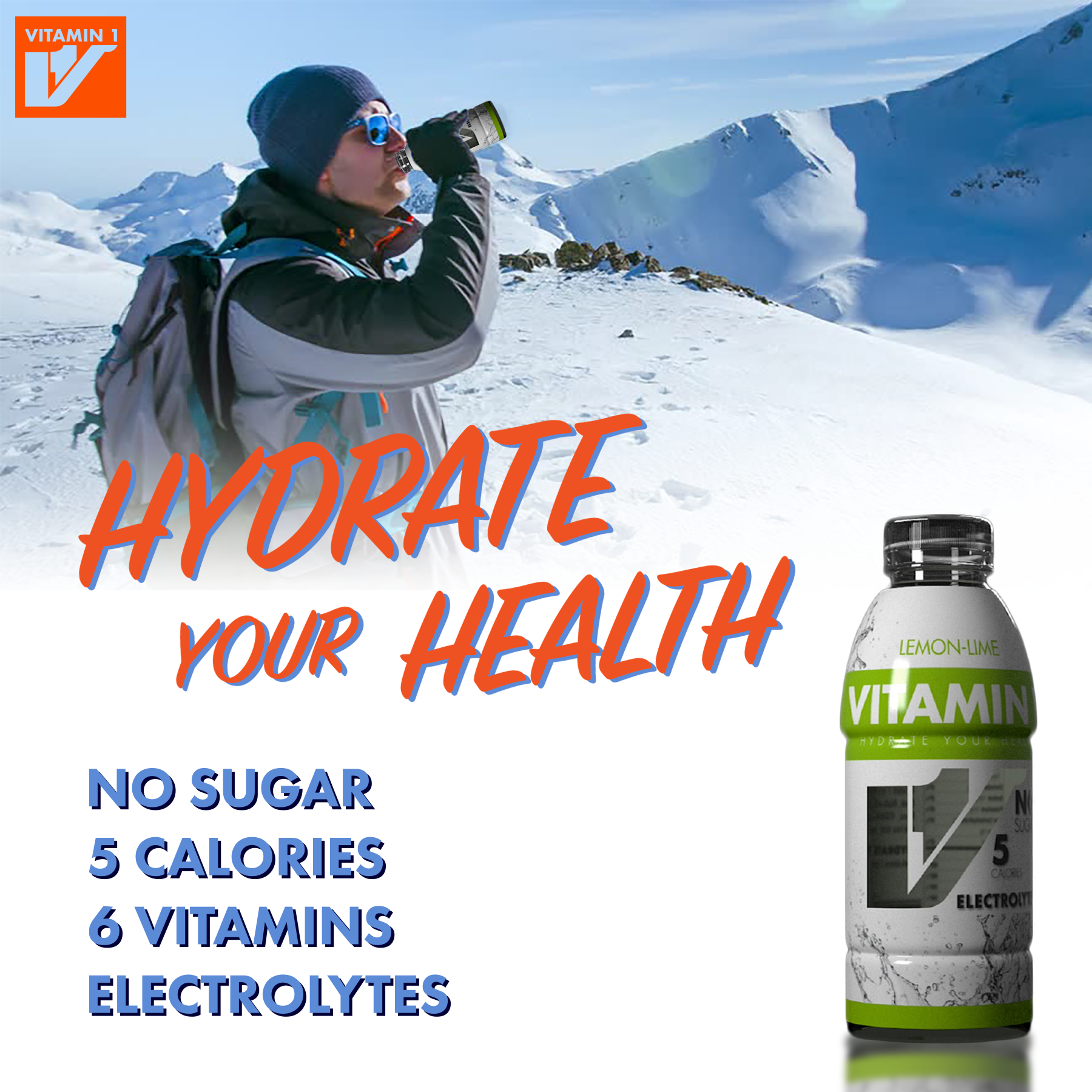 Vitamin 1 Winter sports ad. design (no 3D)