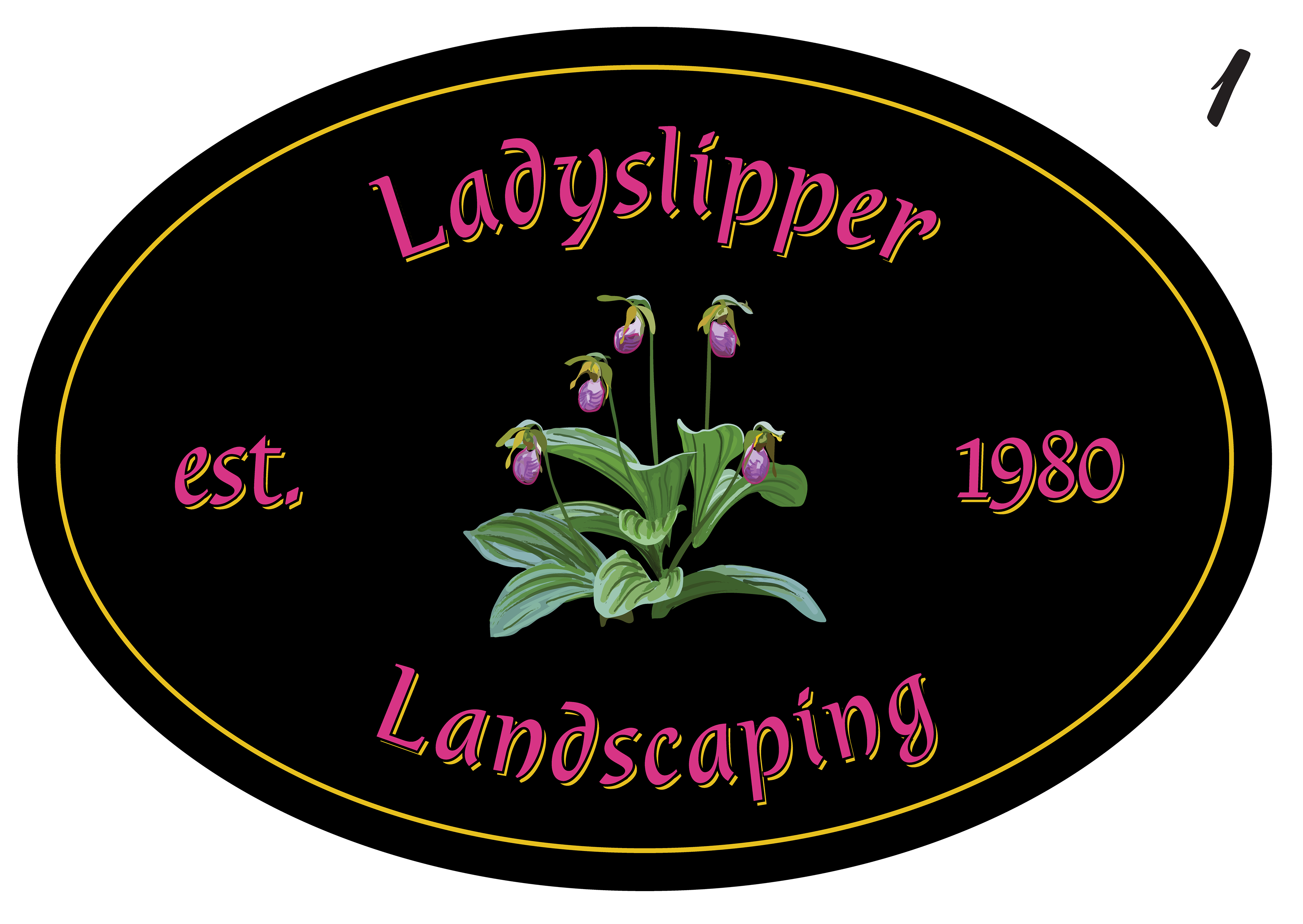 Ladyslipper logo option 1. The flower is an illustrator painting
