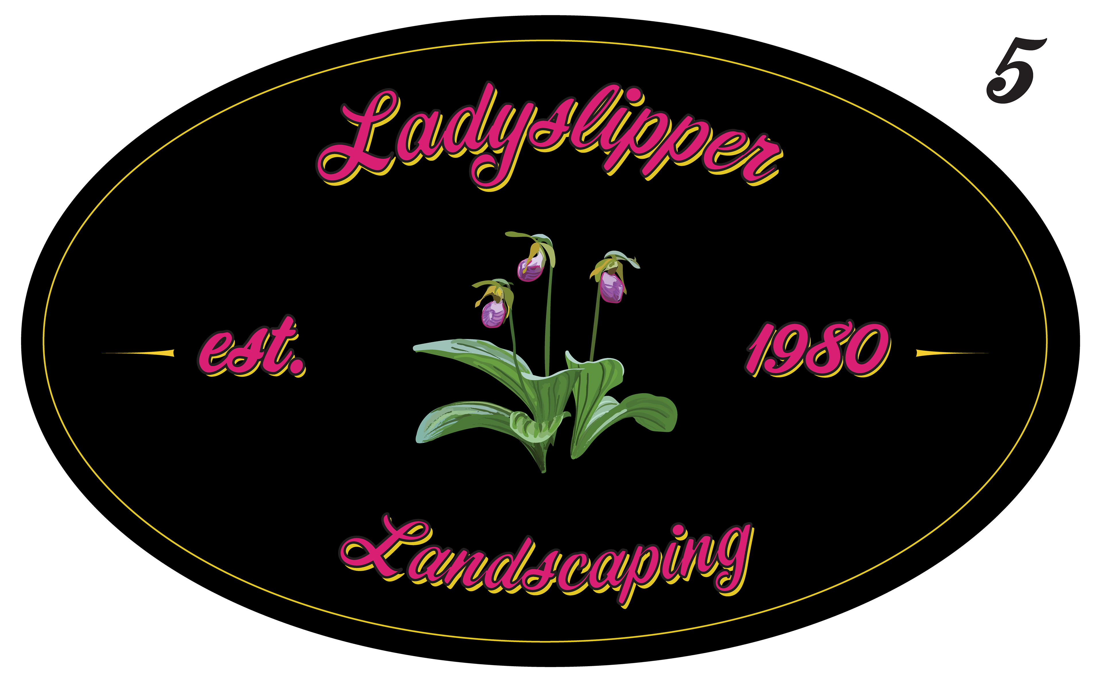 Ladyslipper logo option 5. The flower is an illustrator painting.