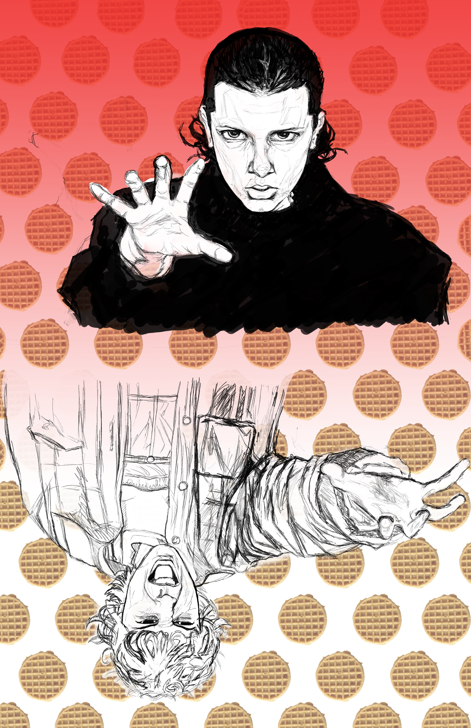 El sketch waffle bg (waffles also painted with photoshop brushes)