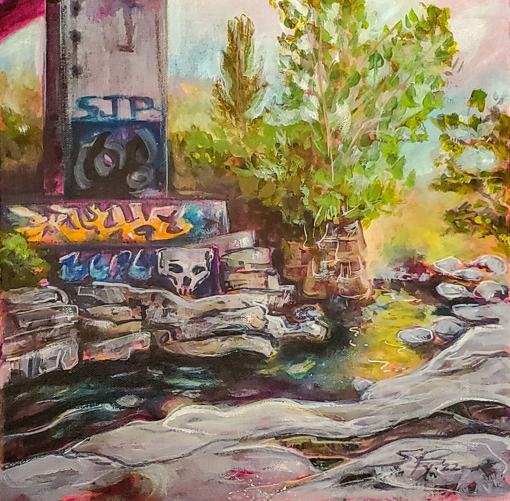 Whats Under the Bridge 2022; Acrylic on Canvas