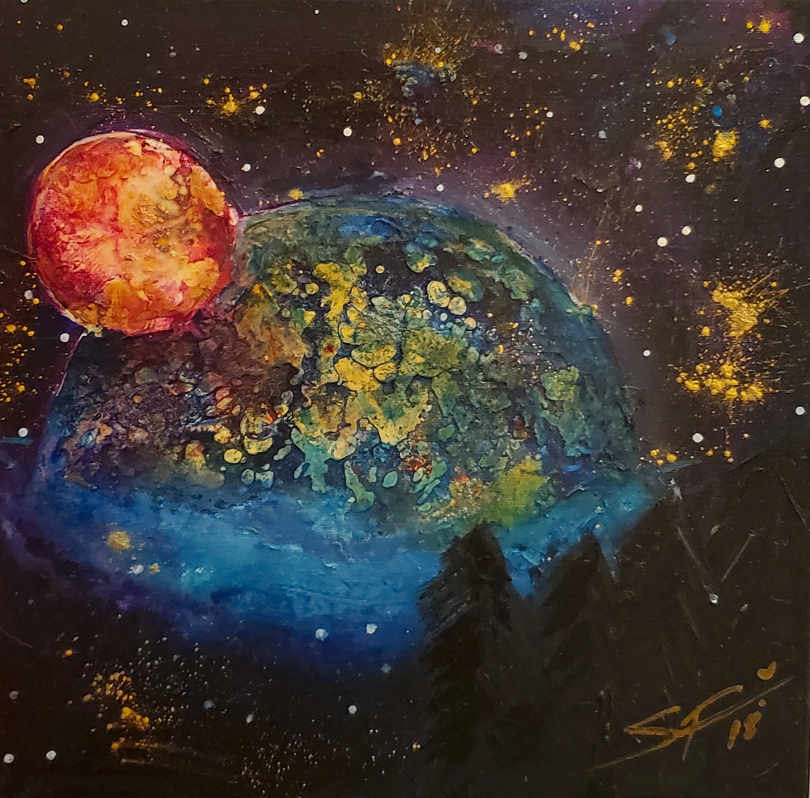 Planet 2 2018; Acrylic and Resin