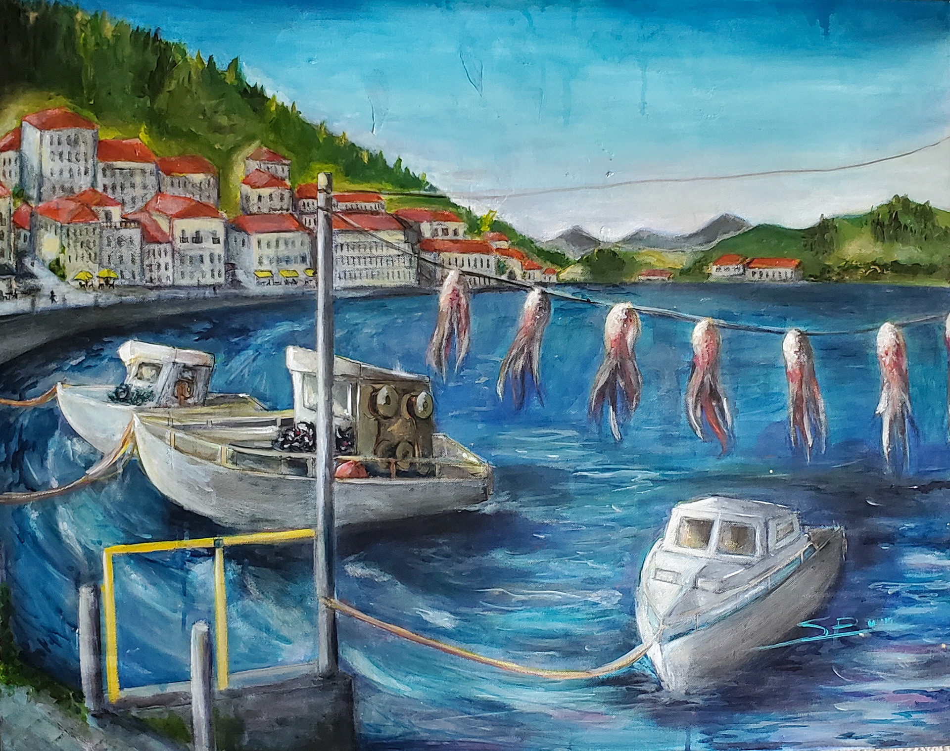 Hanging in Gytheio 2019; Acrylic