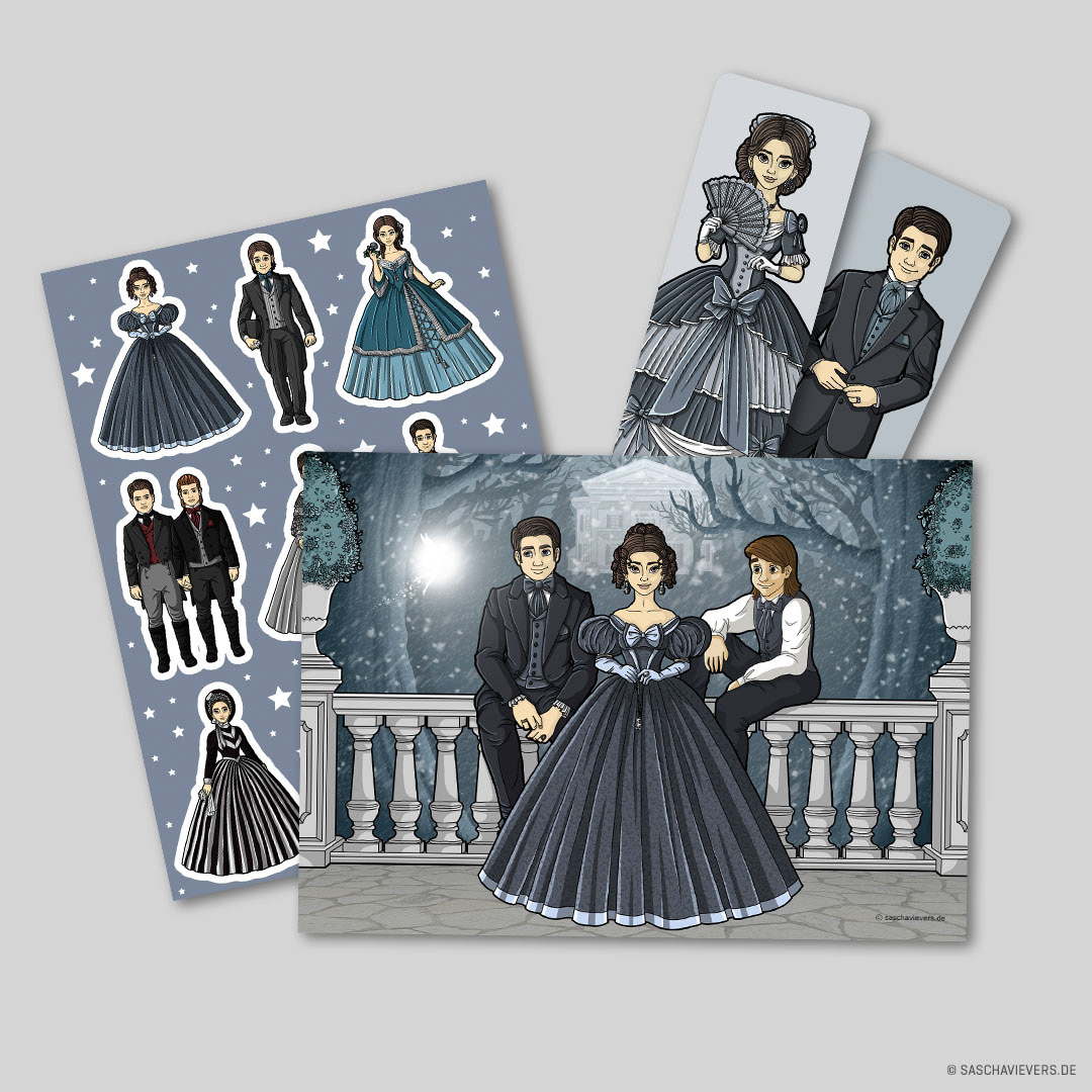 Postkarten, Sticker, Lesezeichen