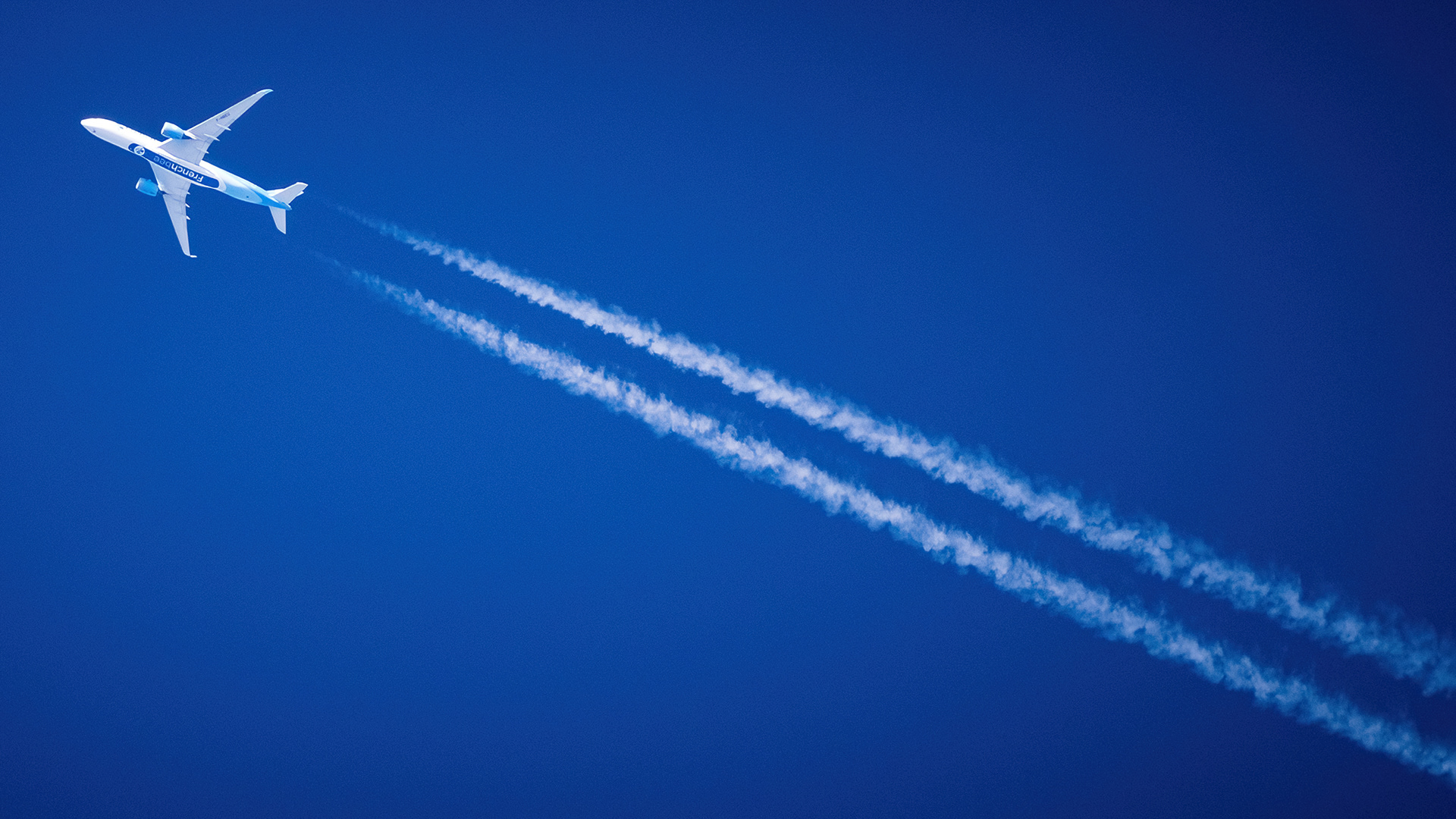 A French Bee airline high above at 38,000 feet