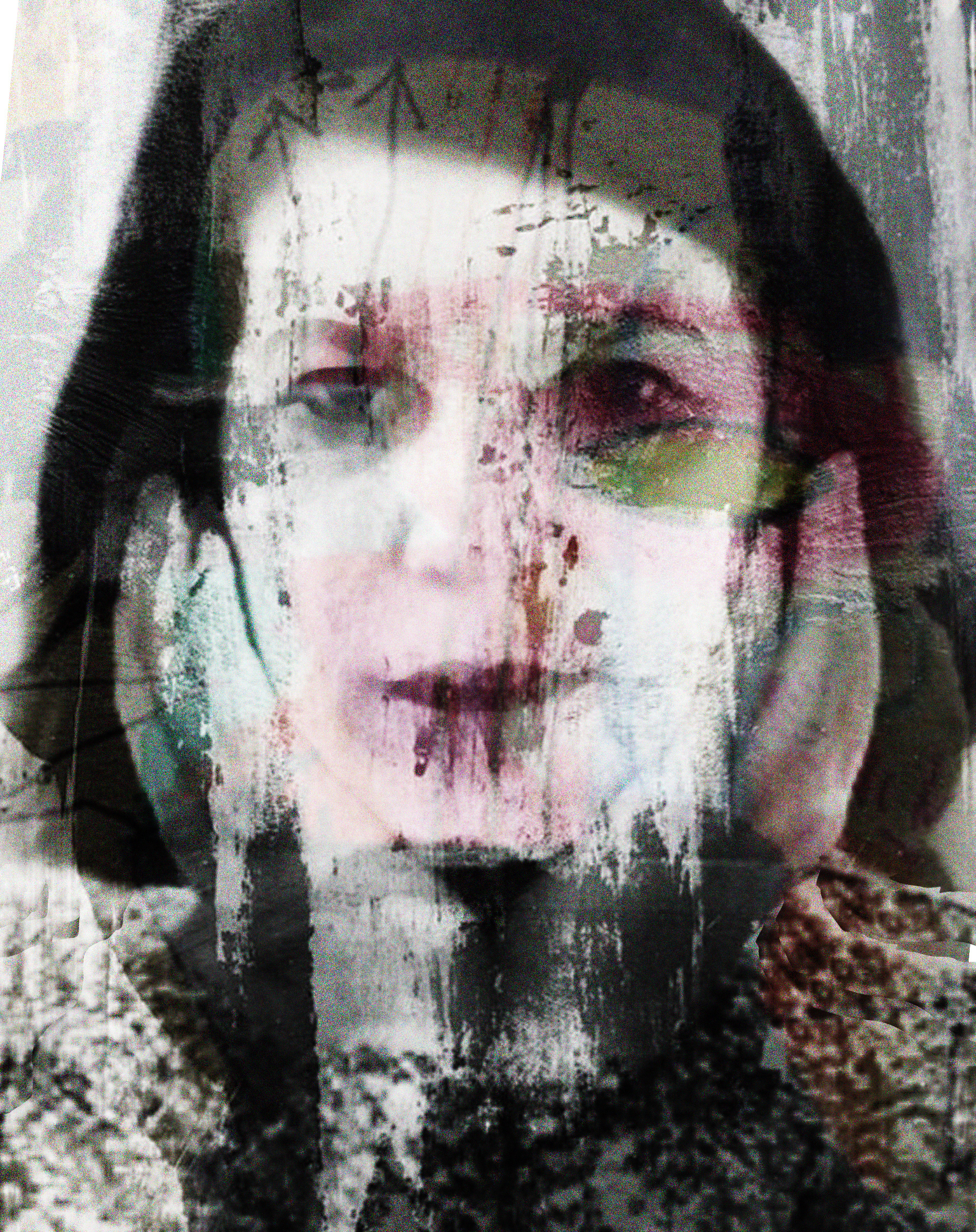 Danielle-Portrait-Serie-B-01, 2022,overpainted-photography on Photo-Print, 30x40cm