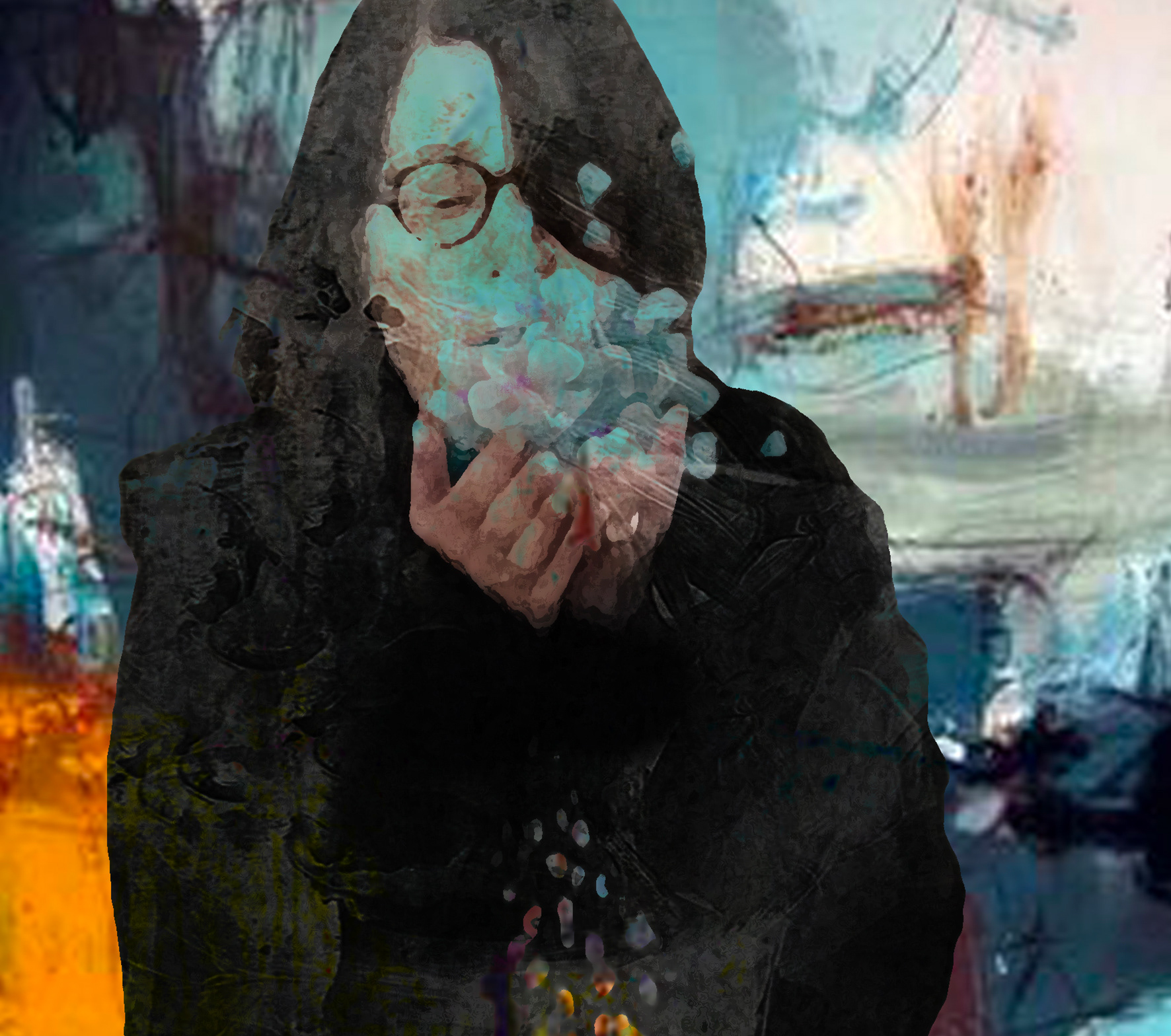 Danielle-Portrait-Serie-21, 2021,overpainted-photography on Photo-Print, 30x40cm