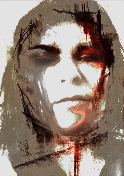 ”Portrait Danielle”, 2021. overpainted photography on print, 80x60cm