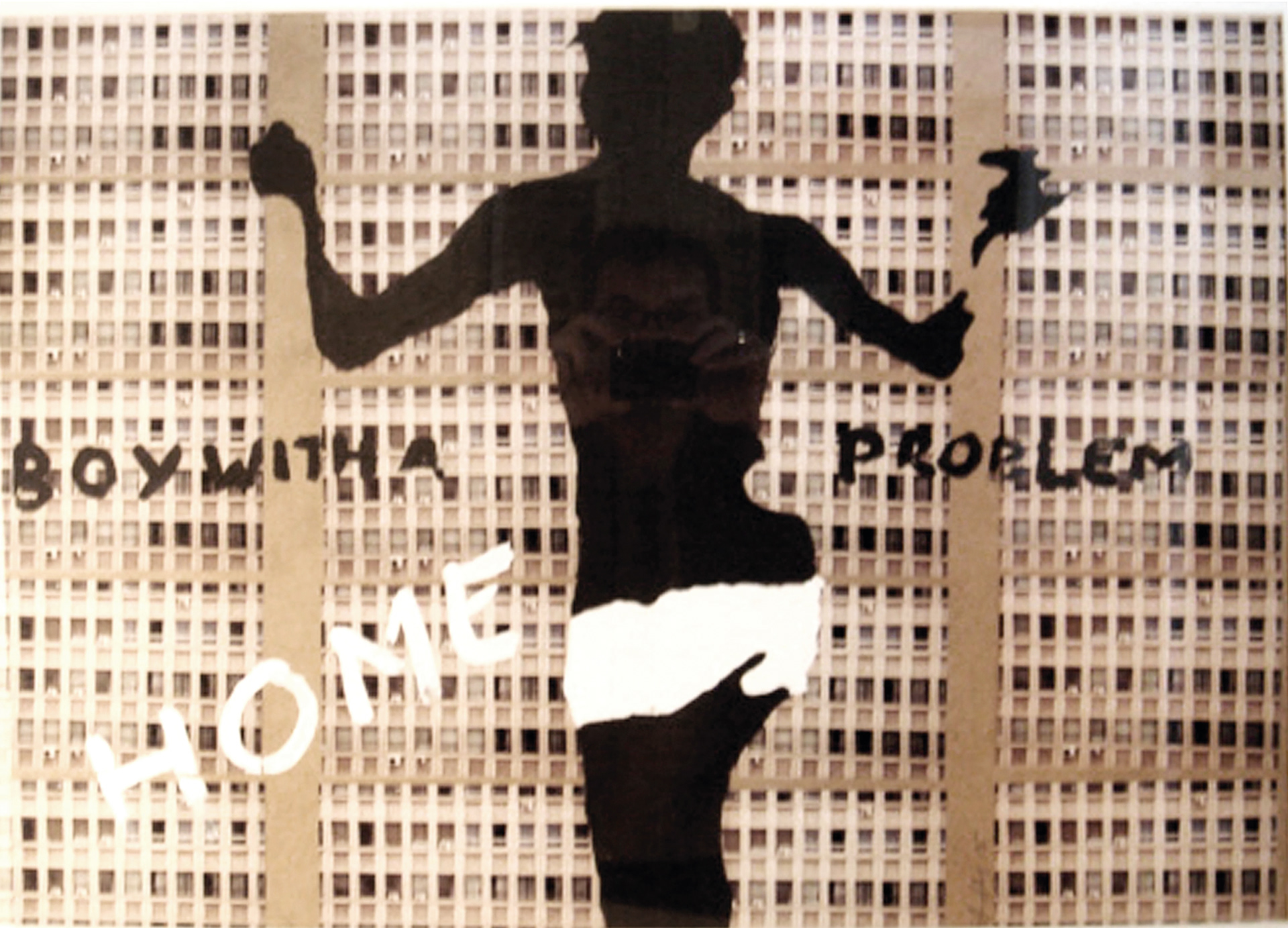 ”Boy with a problem”, 2008, overpainted photo-prints on wood, framed, 60x80cm