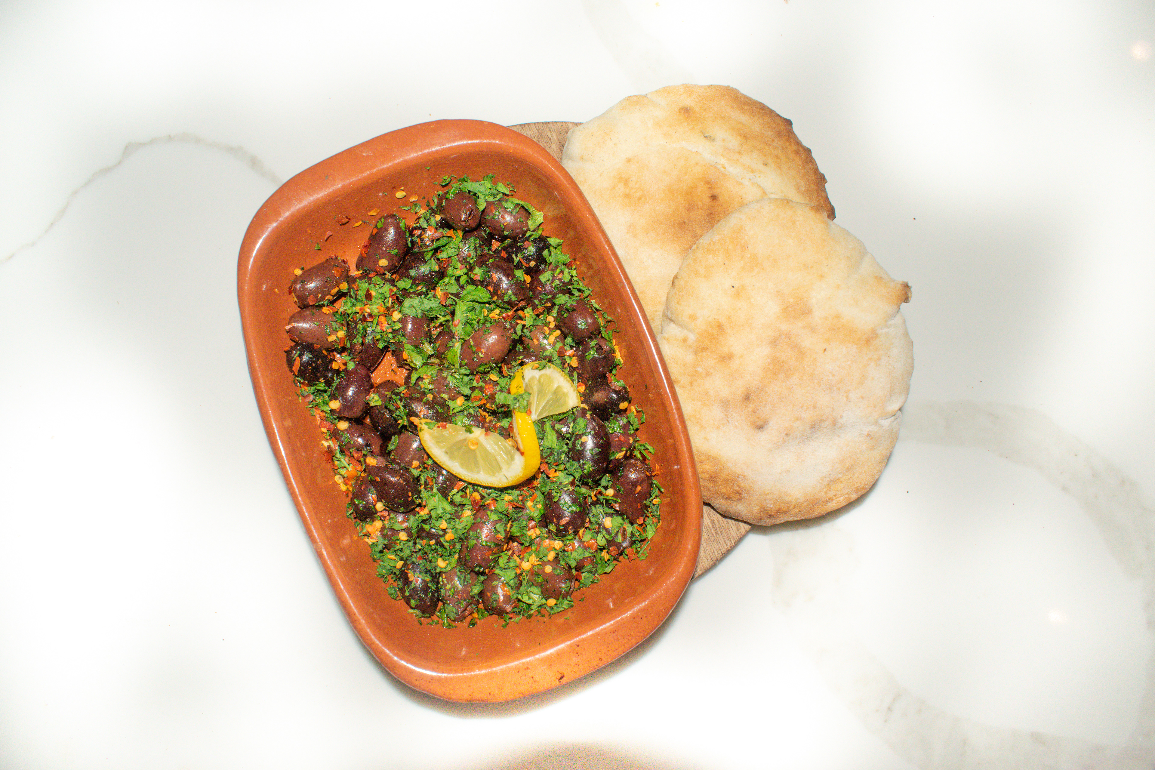 Marinated Olives and Pita