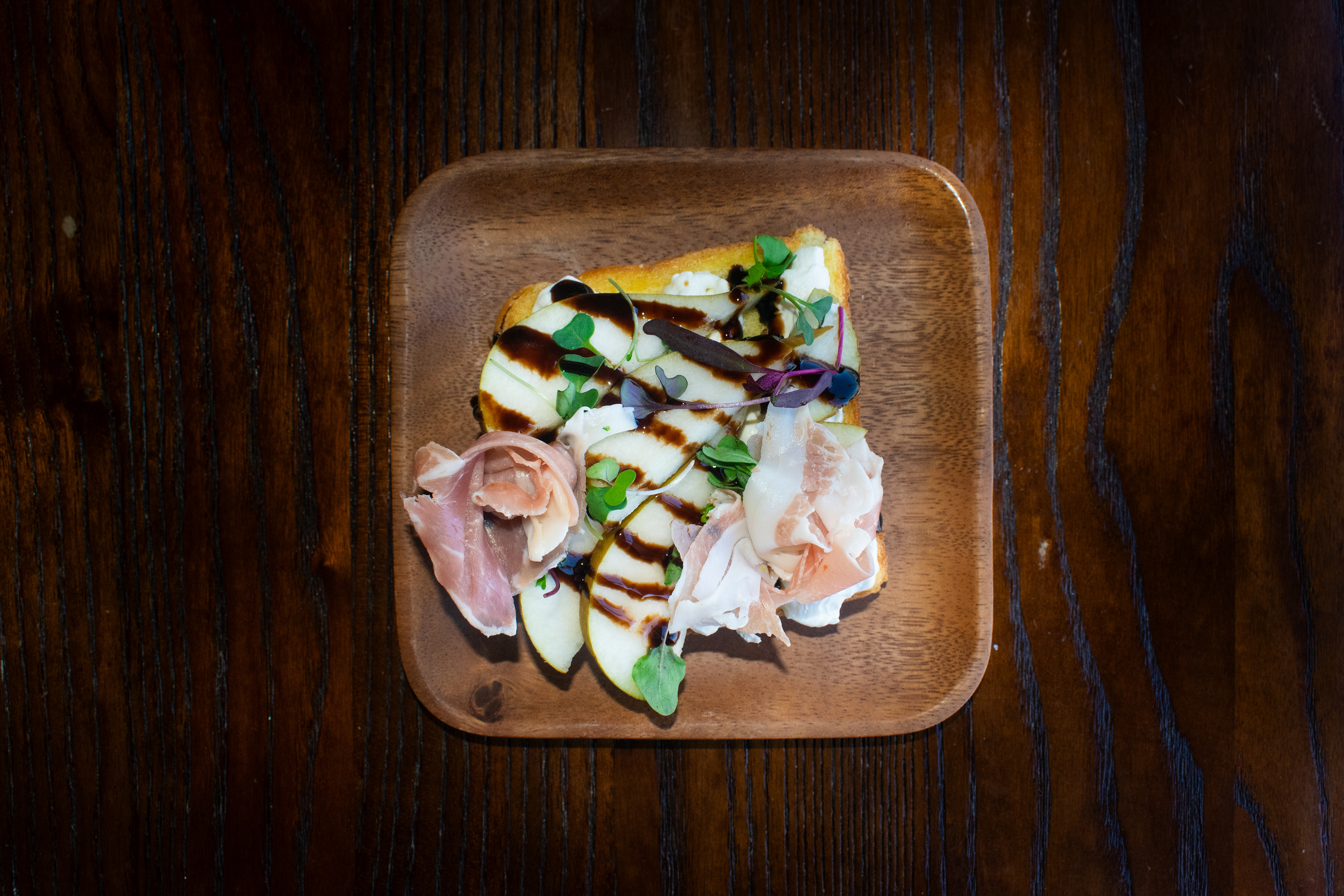 Poached Peach Prosciutto Toast
