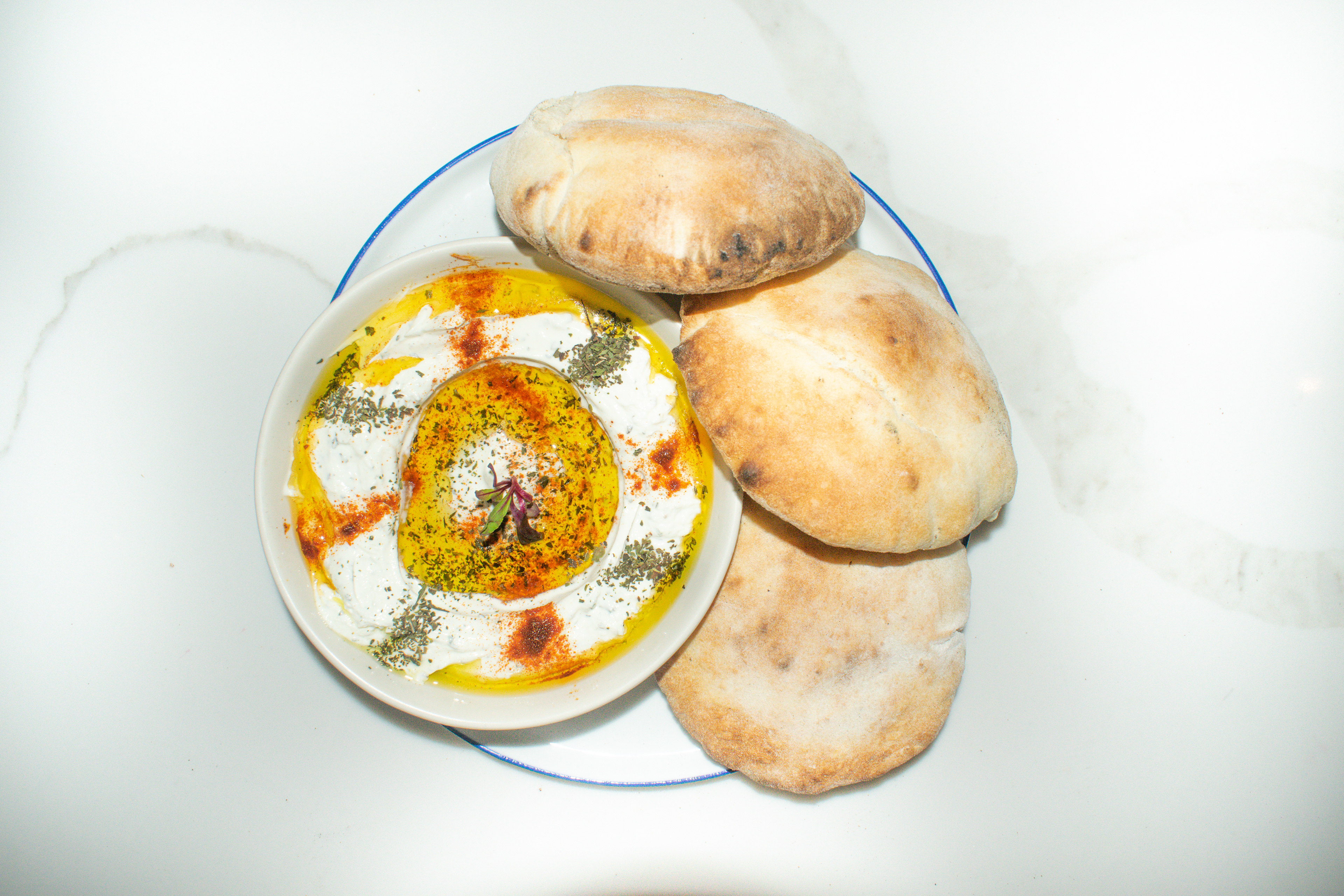 Cucumber labneh with Pita