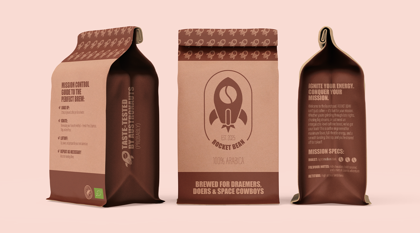 Rocket Bean coffee packaging design