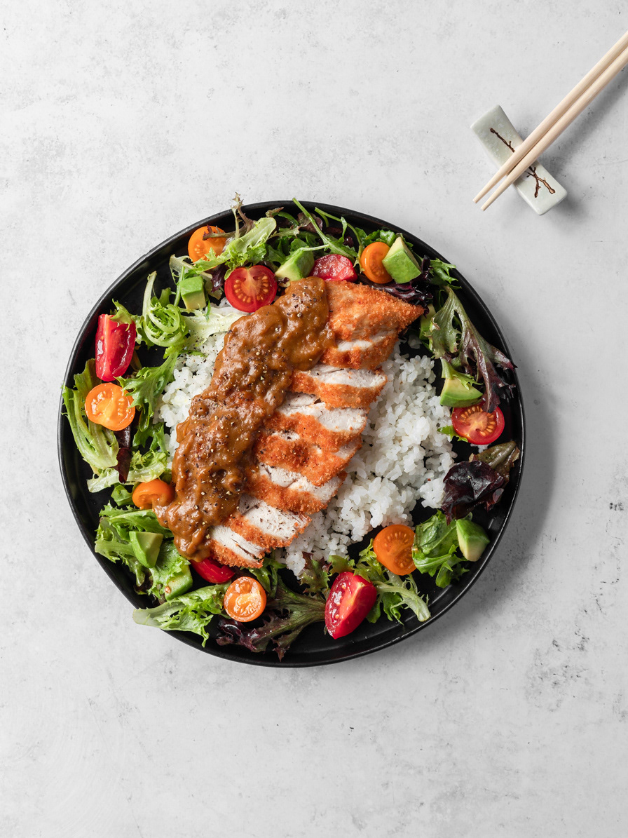 A food image of a chicken katsu curry photographed by Ioana Ursu a restaurant photographer based in Warwickshire