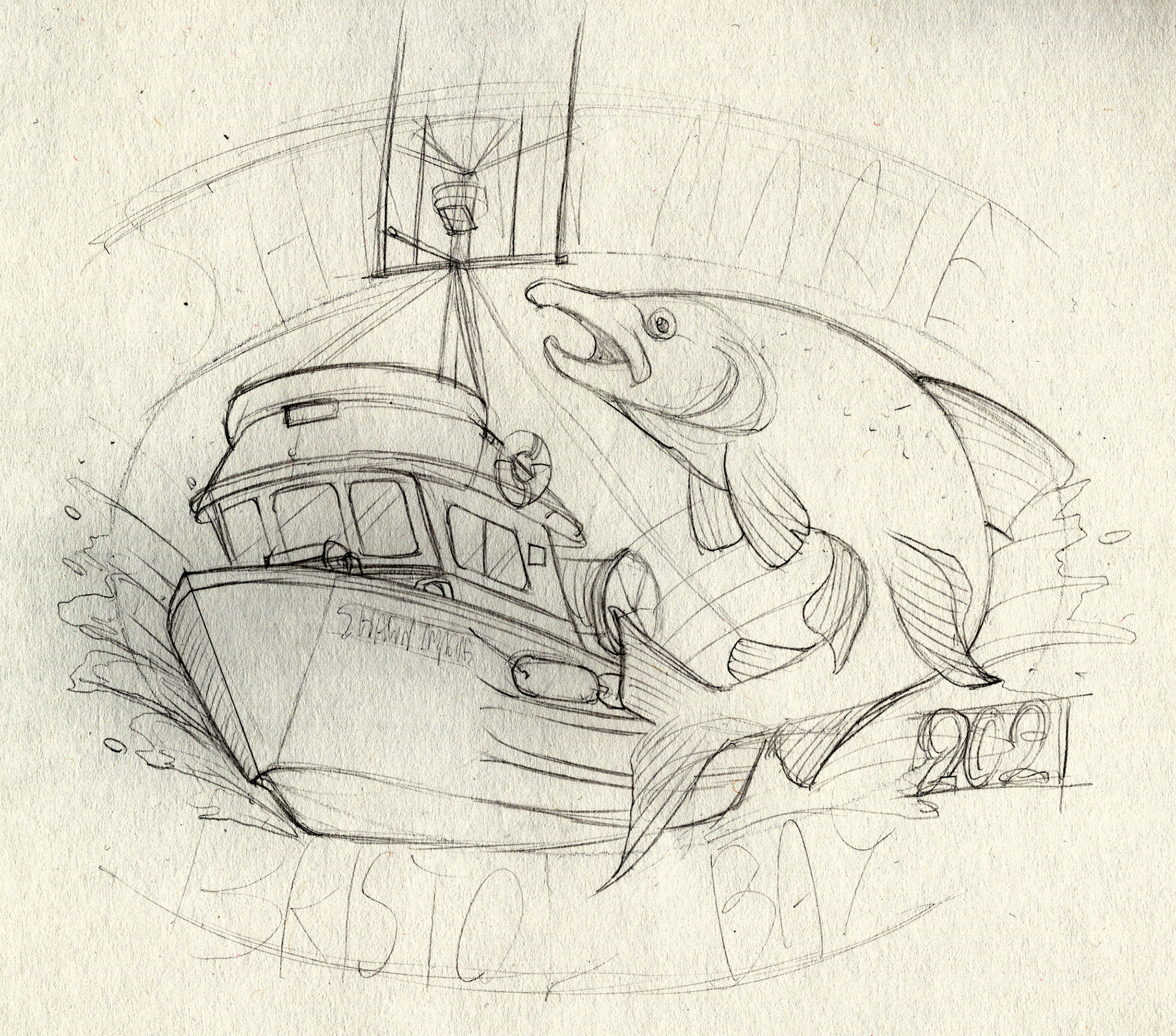 The initial hand-drawn sketch
