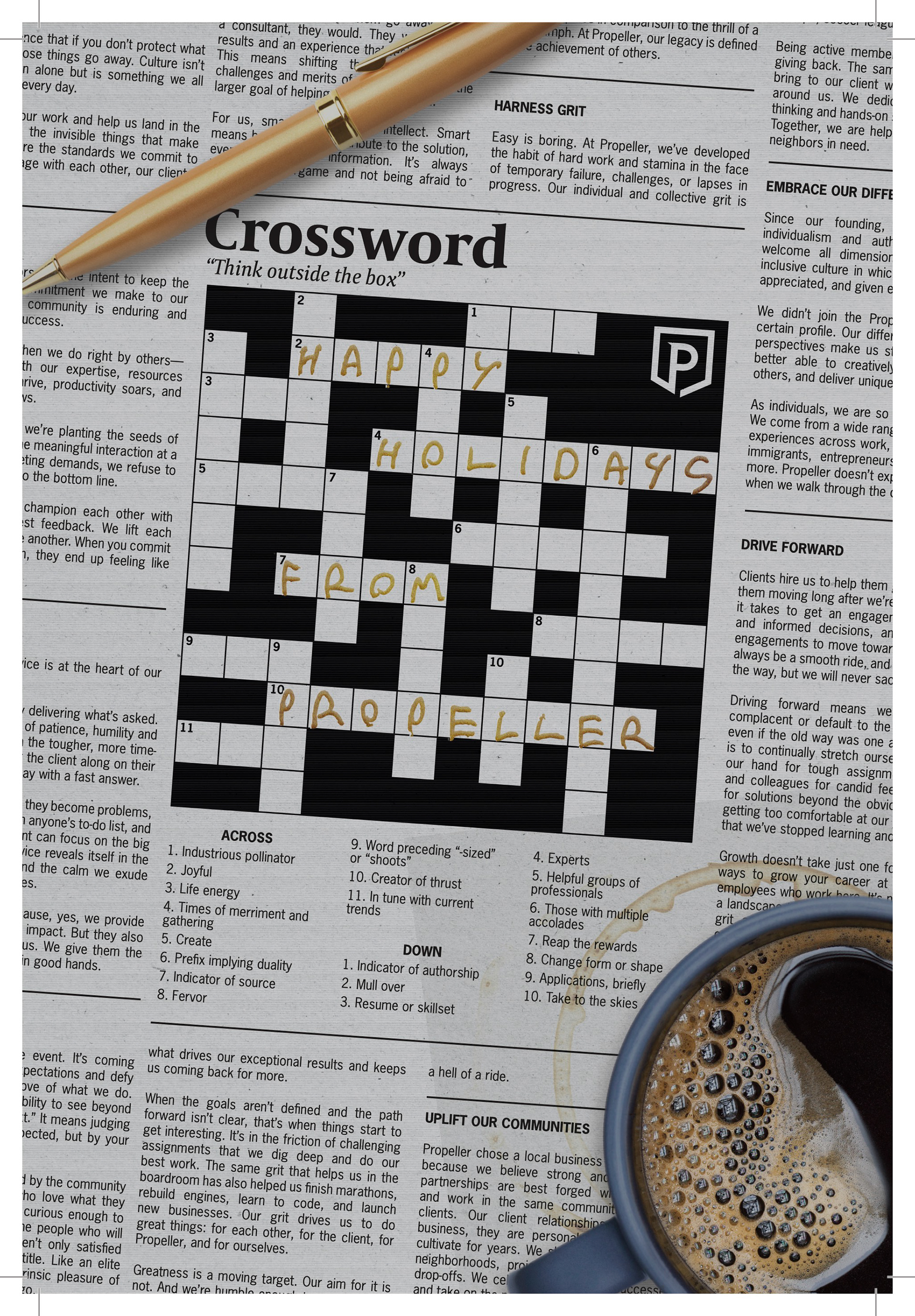 2021 Holiday card, a solvable crossword