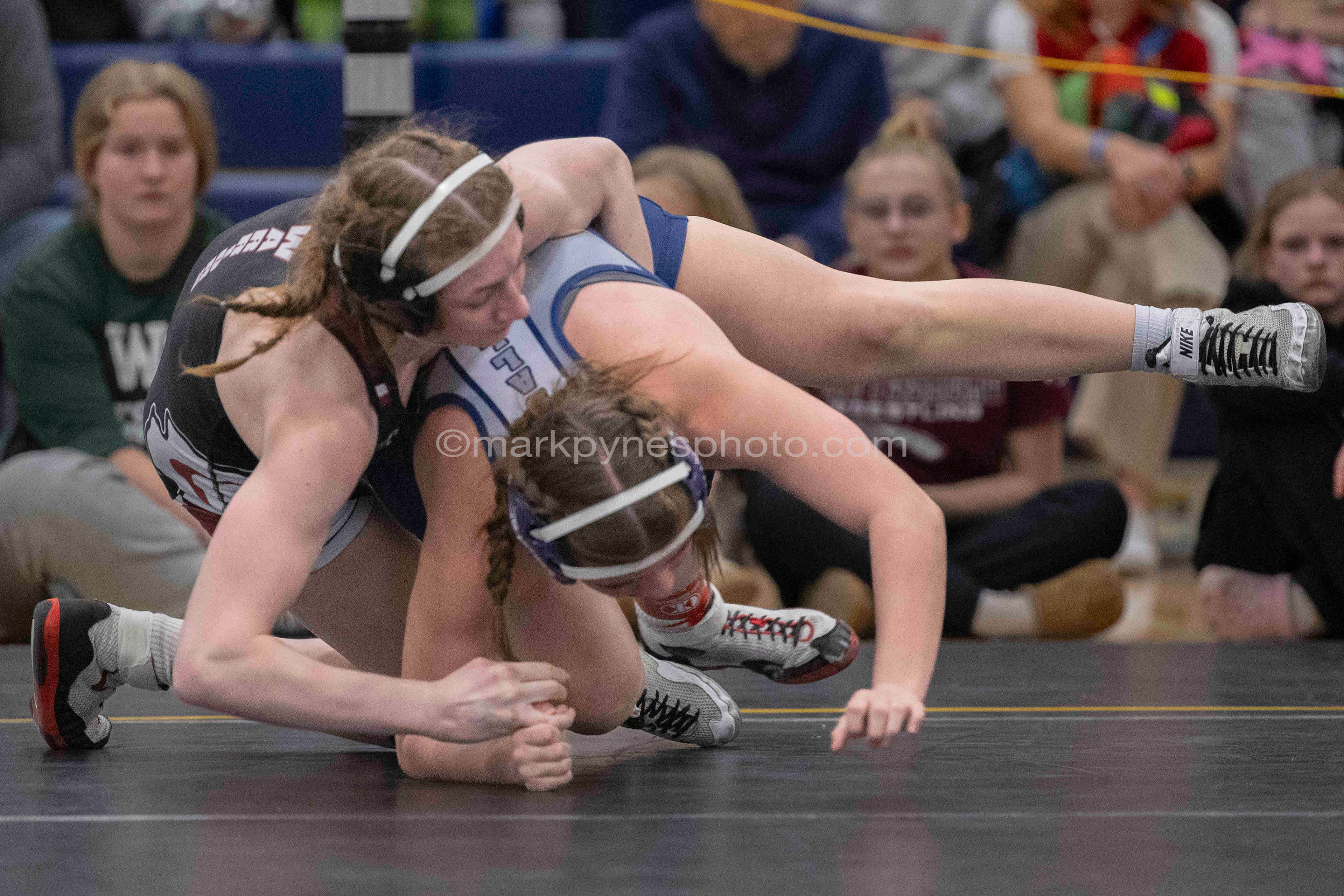 Zoey Haines, Gettysburg, defeats Avery Baldwin, Dallastown, by pin in the 142-pound final.