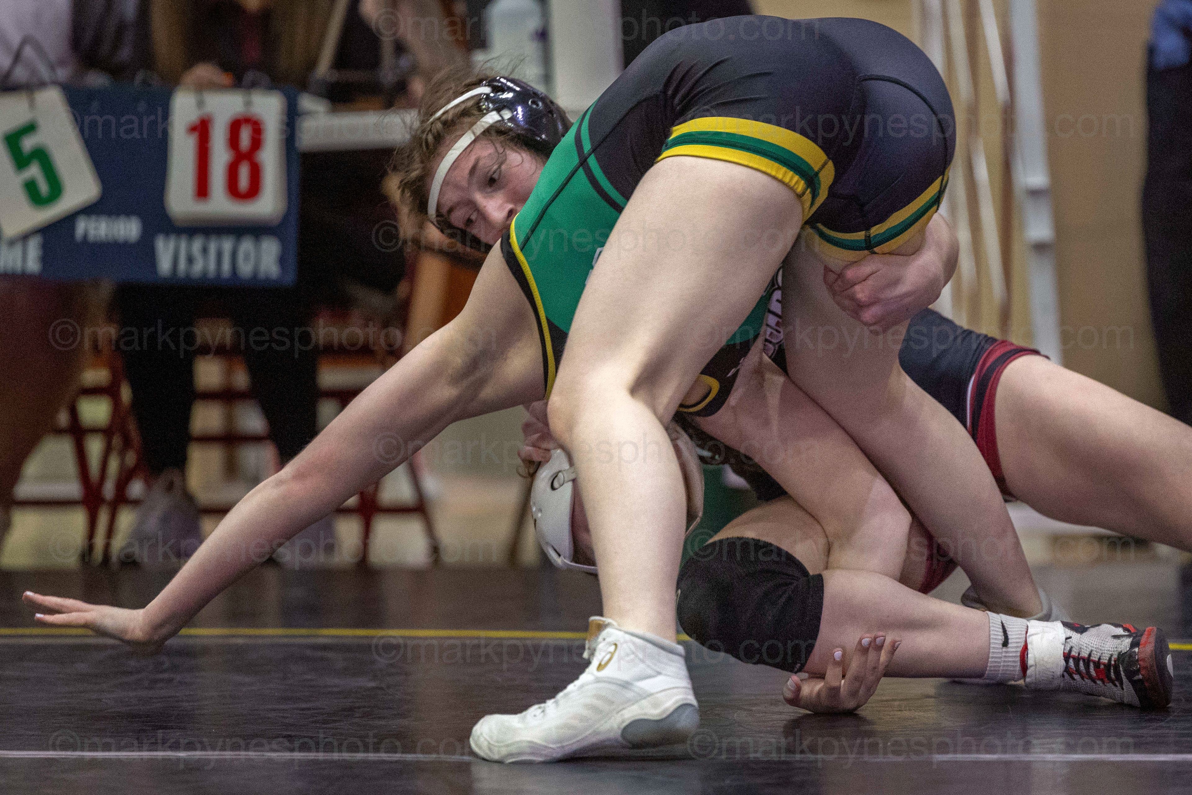 Zoey Haines, Gettysburg, avenges last month’s loss to Central Dauphin’s Charlotte Gilfoil with a 5-1 decision in the 142-pound match.