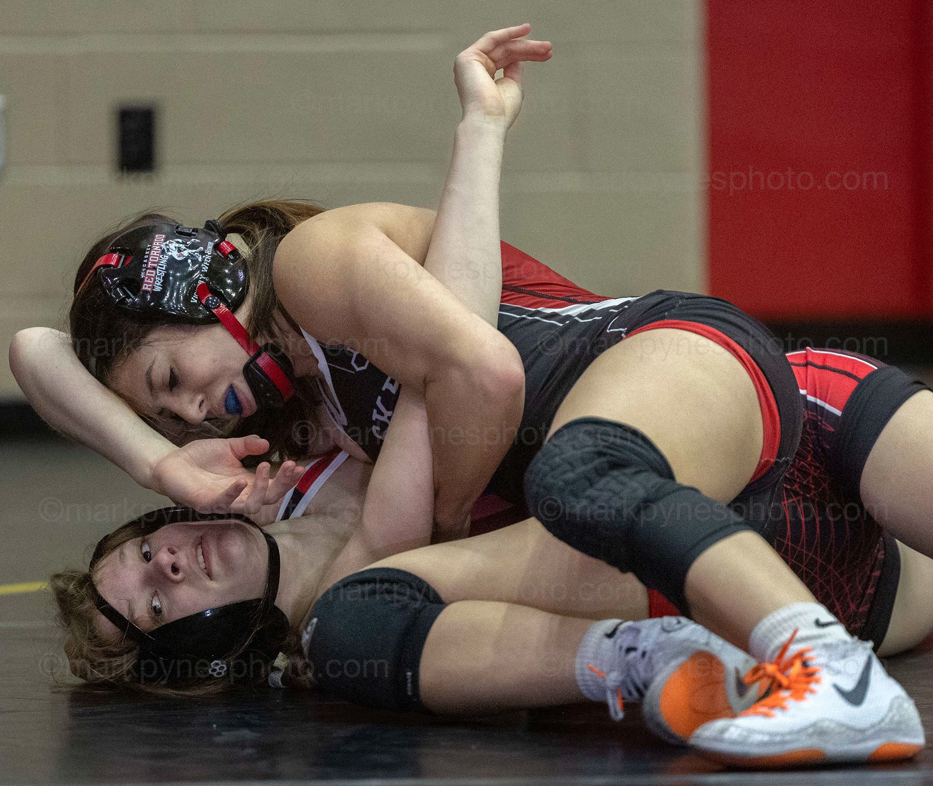 Journie Rodriguez, J.P. McCaskey, defeats Easton’s Maiya Lang by pin, in 3:48, in the a quarterfinal round, won by McCaskey, 42-26.