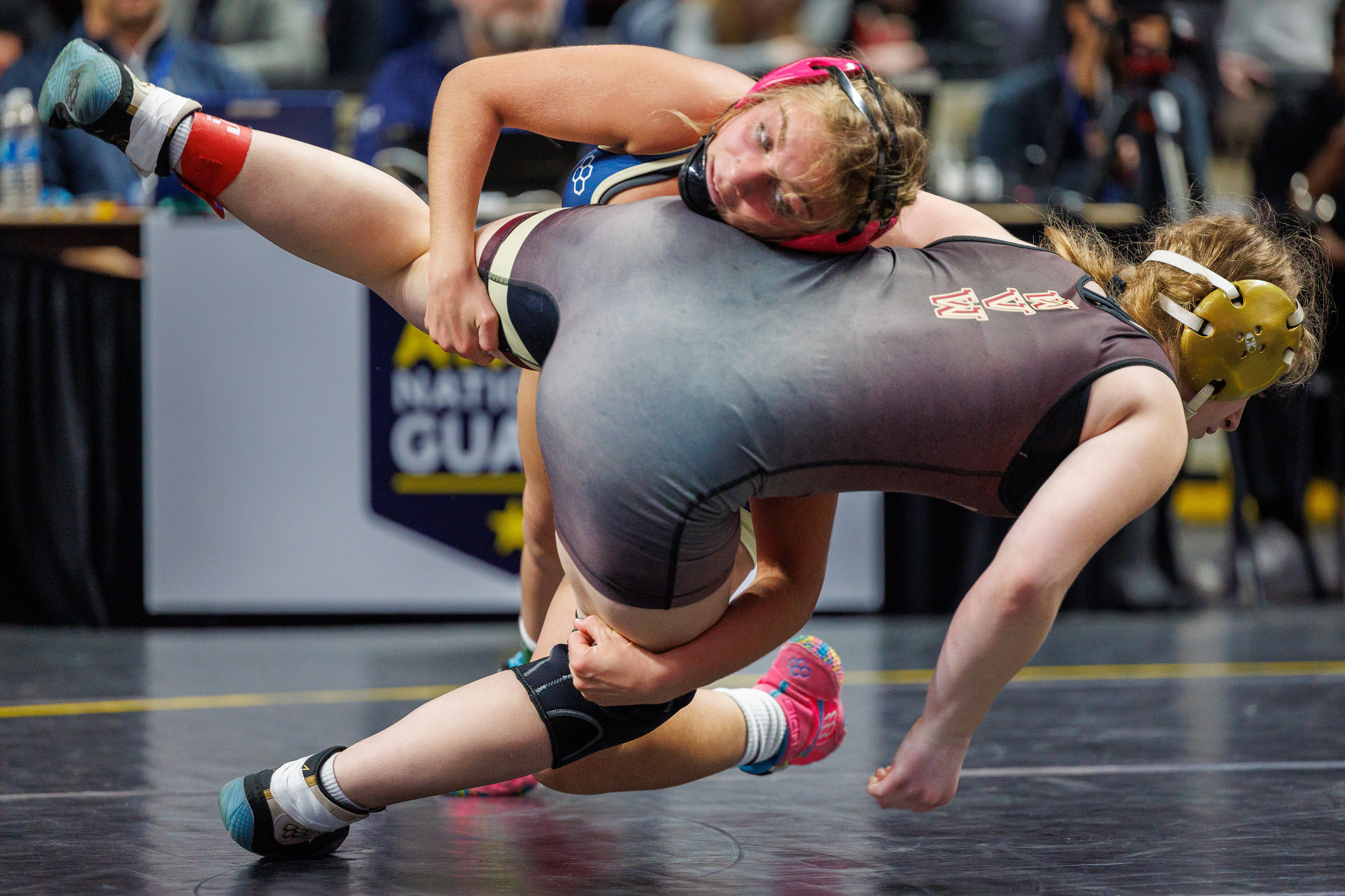 Jameson Strickland, Sun Valley, pinned Brooke Long, Wyoming Valley West, at 3:23, in a 148-pound match in the opening round of the PIAA Girls Wrestling State Championships at the Giant Center in Hershey, Pa., Mar. 7, 2024.