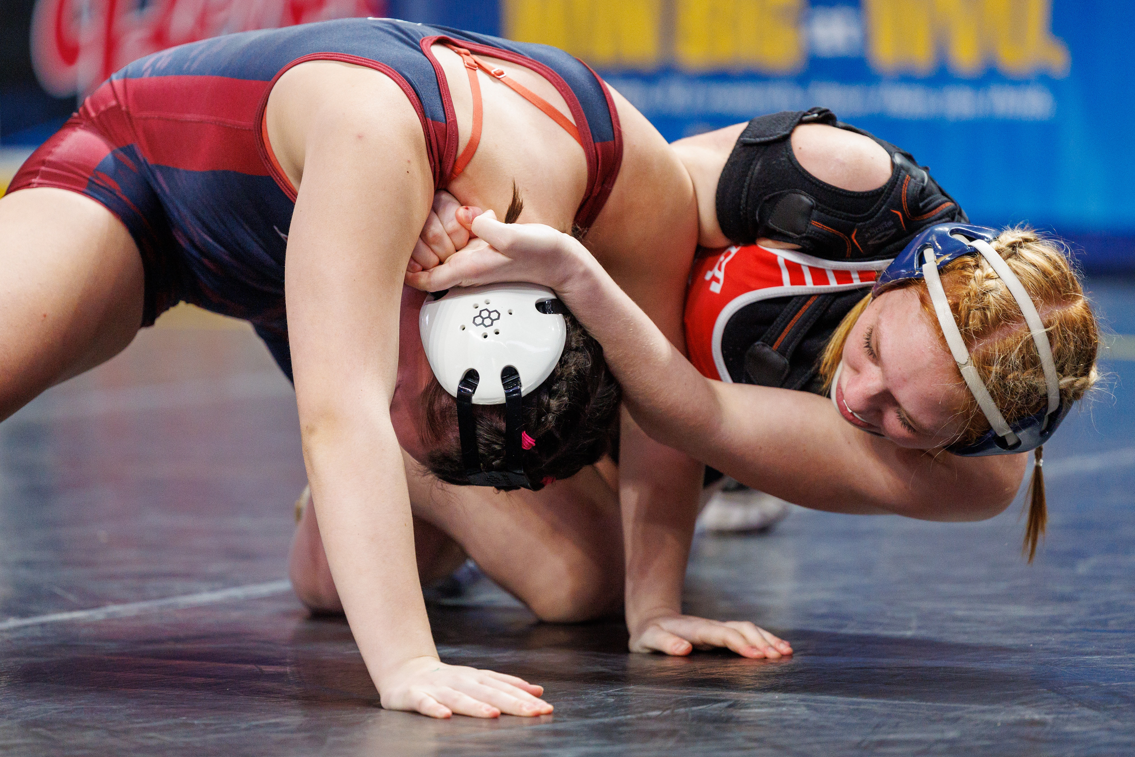 Marissa Rumsey (Williamsport) pinned Symarah Drey (Bethlehem Liberty), in 0:20, in a 148-pound opening round match at the PIAA Girls Wrestling State Championships at the Giant Center in Hershey, Pa., Mar. 7, 2024.