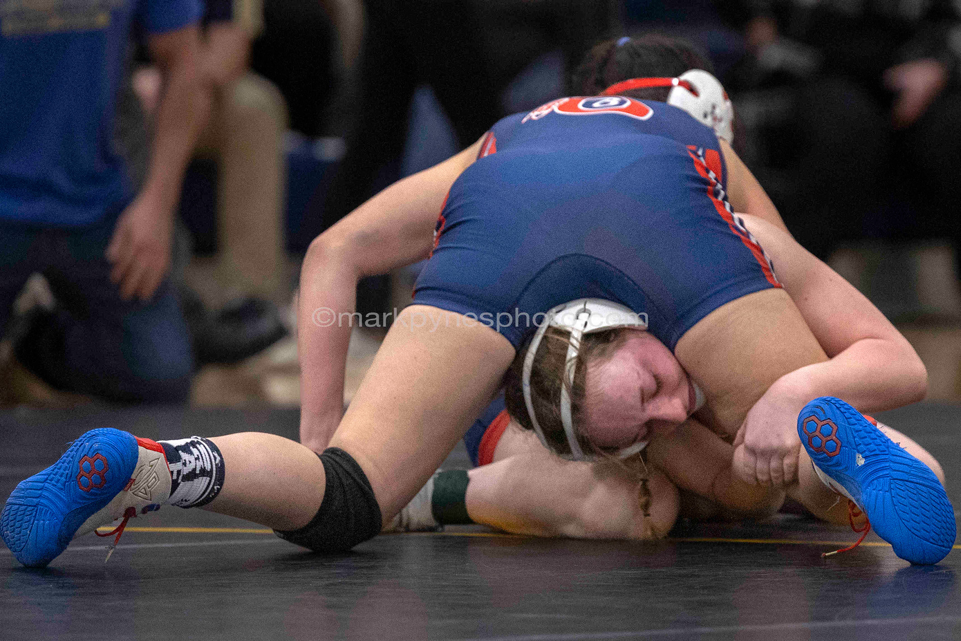 Ella Teufert, Octorara, pins Red Land’s Adyson Vogelsong in 3:19, in the 130-pound final.