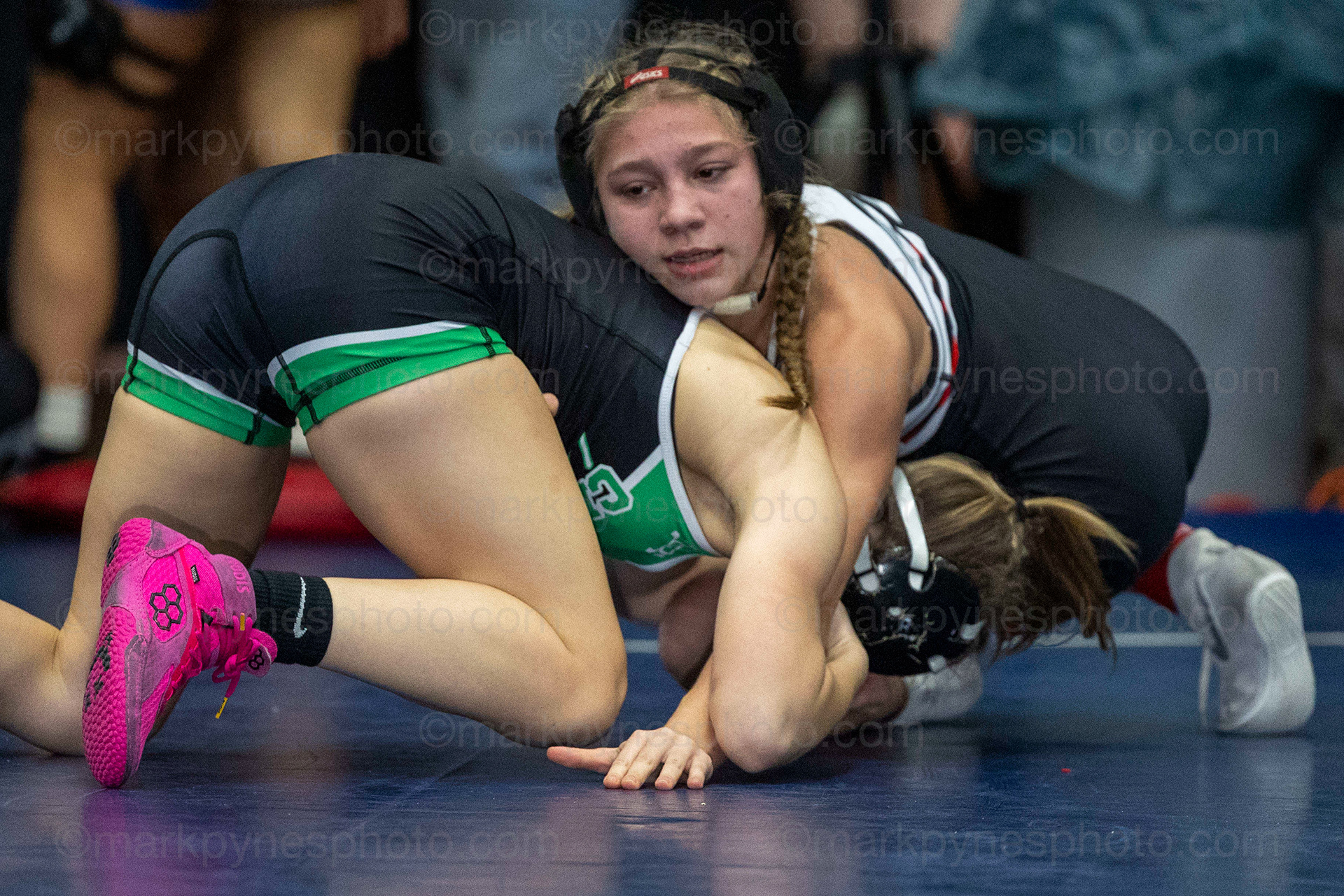 Claire Gobrecht wins by injury default over Carlisle’s Laurel Kuhn at the Elizabethtown Girls BAGUBA Brawl at Elizabethtown, Pa., Dec. 21, 2024.