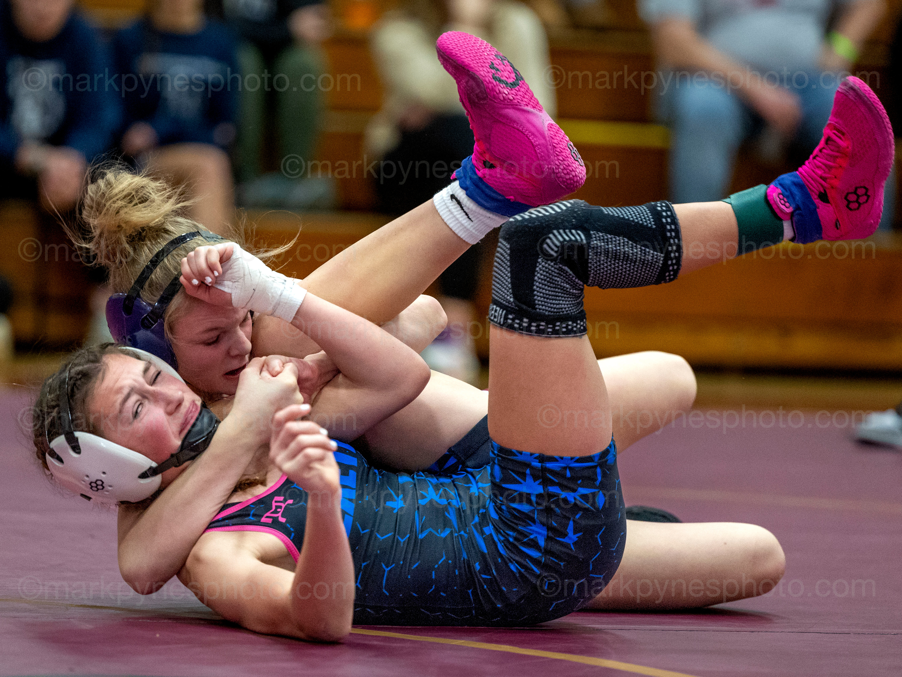 Brooklyn Henry, Gettysburg, pins Taylor Shadel, Exeter, in the 100-pound final.