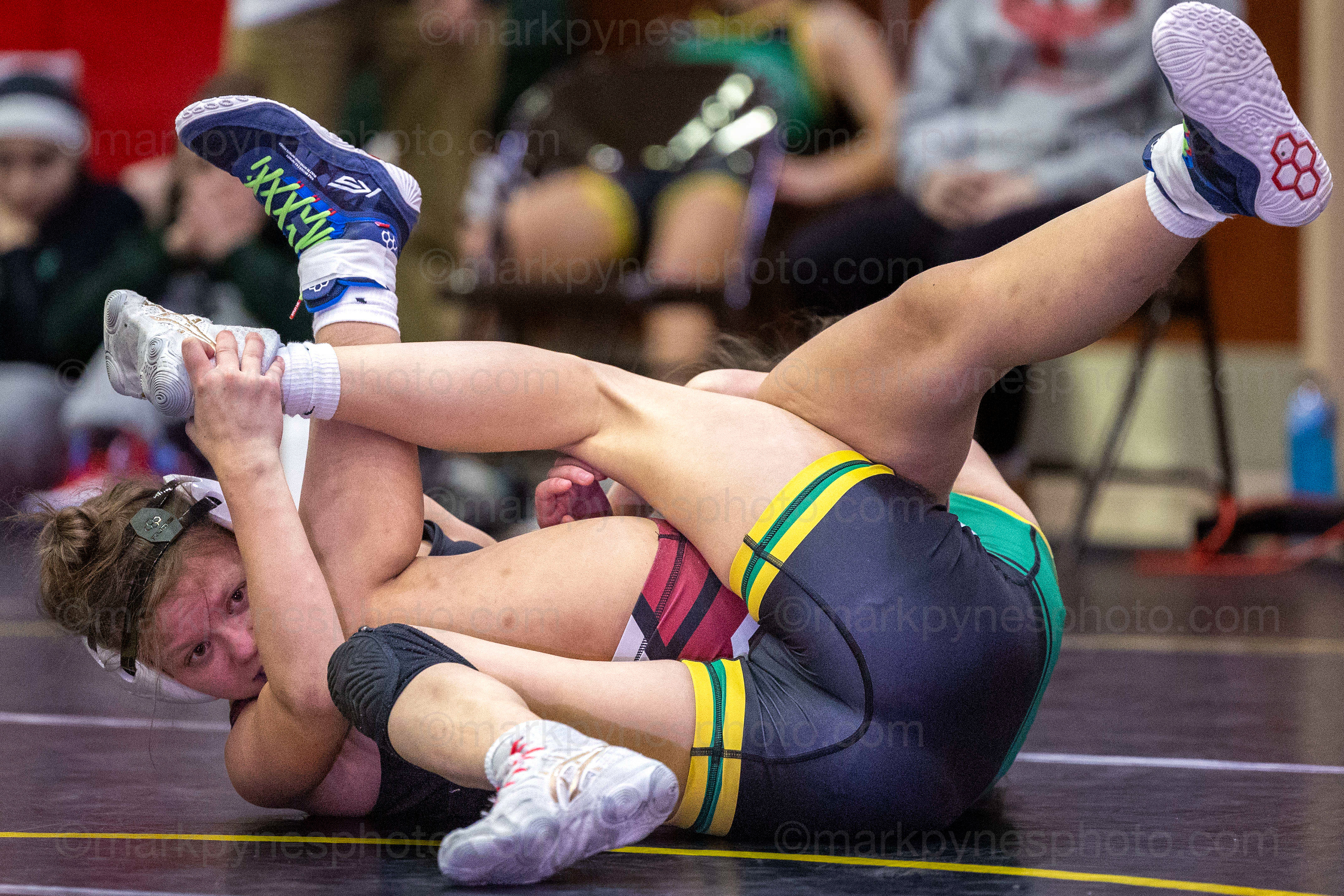 Abigail Stettler, Central Dauphin, major decisions Gettysburg’s Kiera Henry, 10-0, in the 112-pound match.