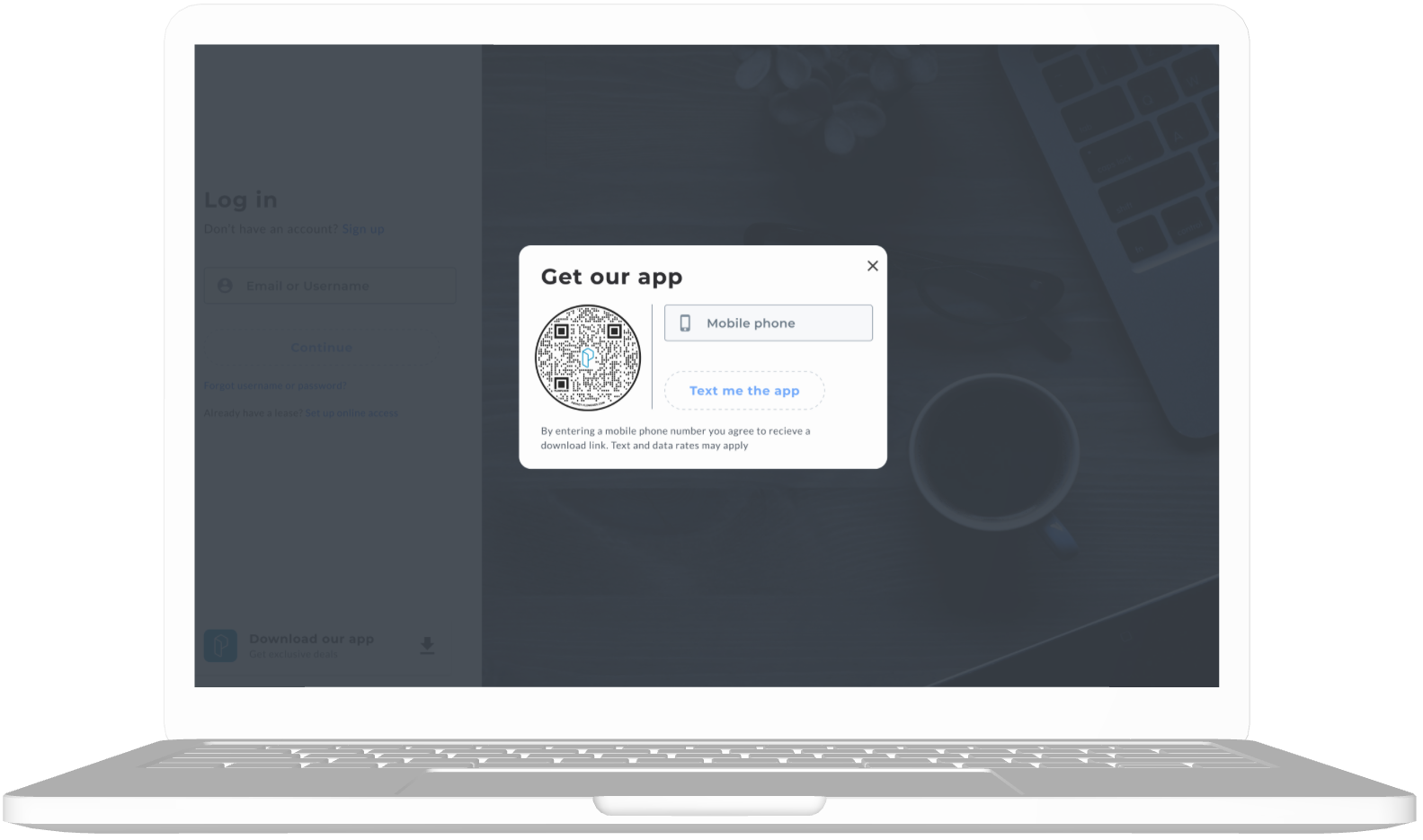 Log in modal