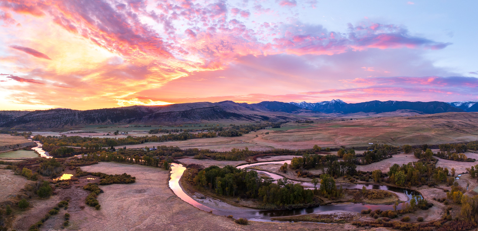 Boulder River Fall Sunrise Panorama