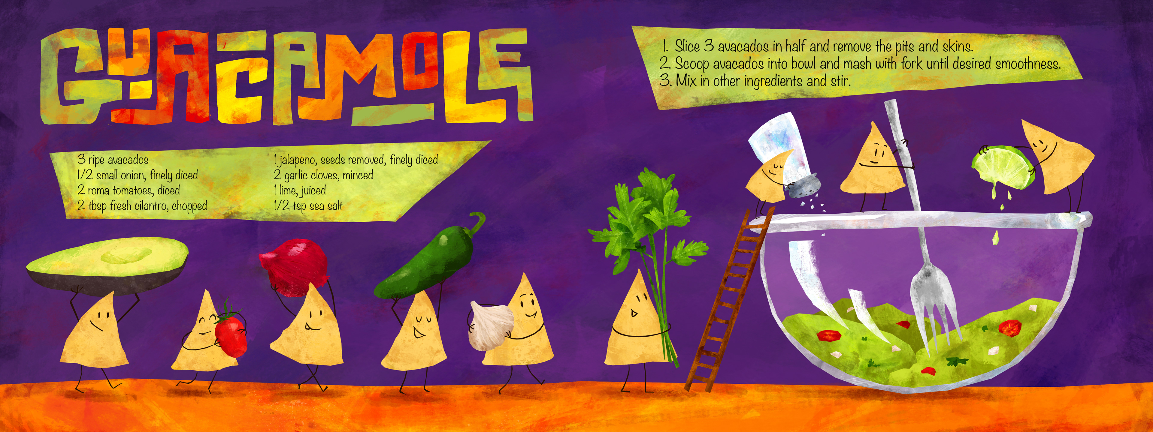 Guacamole Recipe Book Illustration