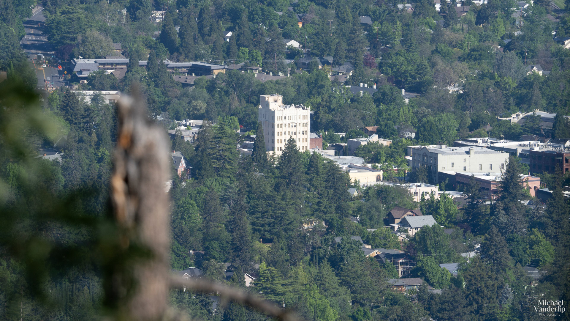 Ashland Springs Hotel viewed from the White Rabbit Trail, Ashland, Oregon.