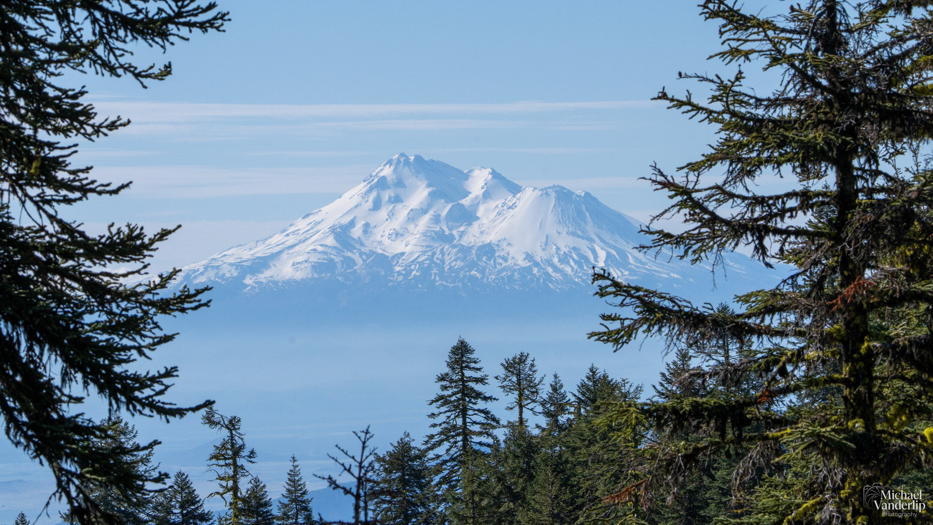 Mt. Shasta viewed from the Pacific Crest Trail near Mt. Ashland, Oregon.