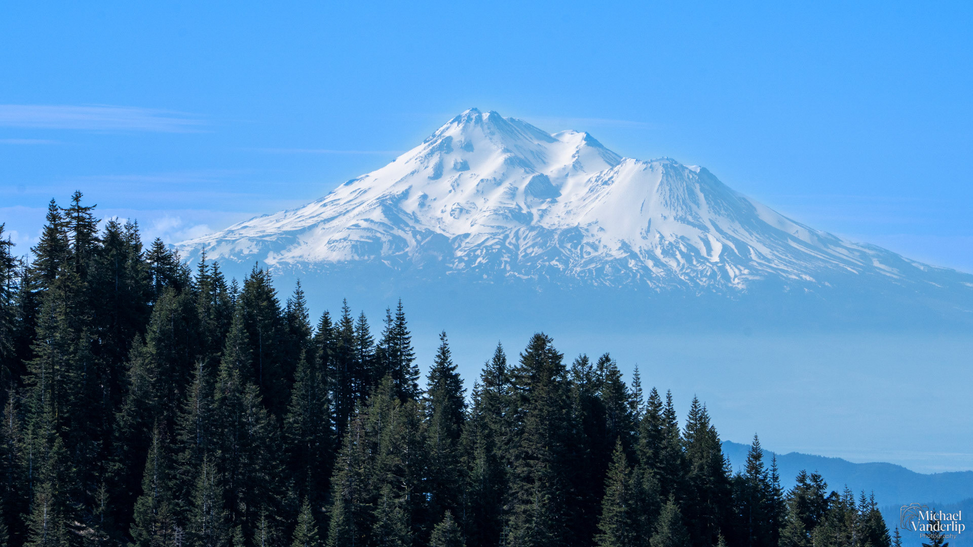 Mt. Shasta viewed from the Pacific Crest Trail neat Mt. Ashland, Oregon.