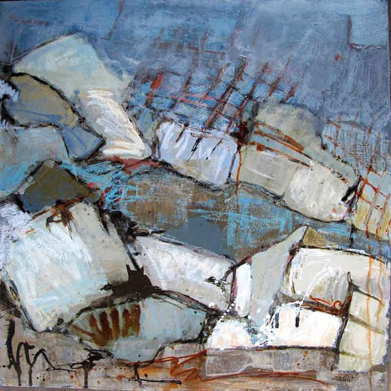 Pêle mêle... 100 x 100cm - vendue - 2016 - techniques mixtes sur toile