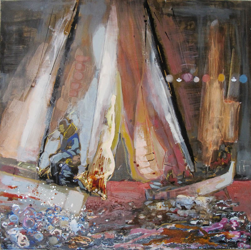 L'envoi de spi - 100 x 100cm - vendue - 2018 - Techniques mixtes sur toile