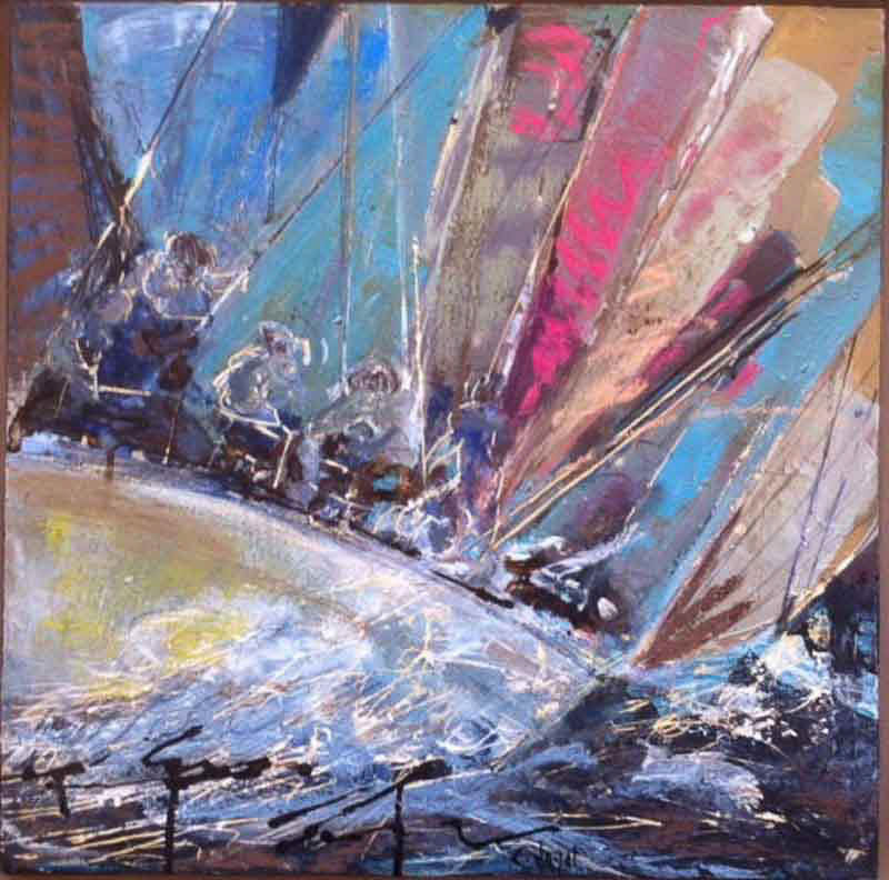 On va envoyer - 50 x 50cm - vendue- Techniques mixtes sur toile