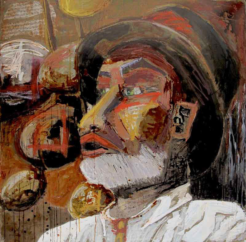 Le vieux crooner - 130 x 130 cm - 2017 - techniques mixtes sur toile