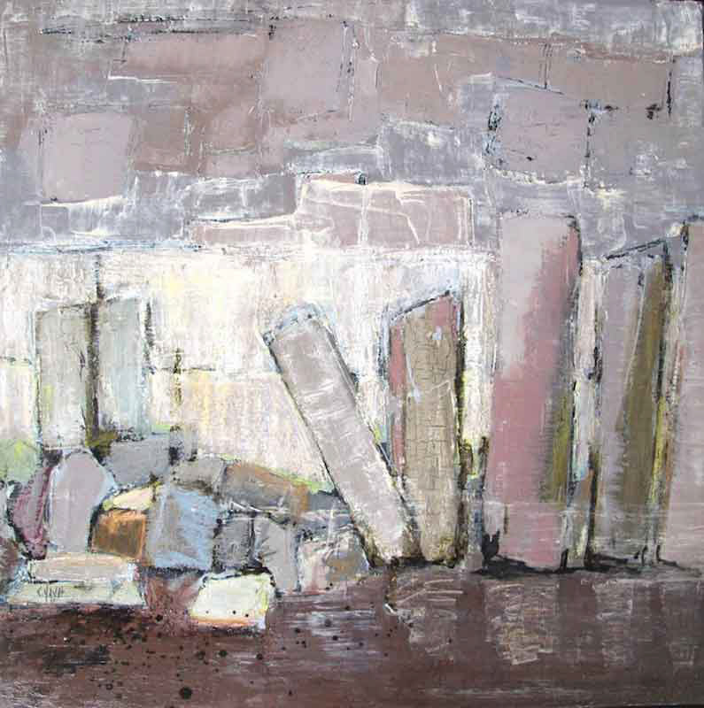 Echafaudage rose - 60 x 60 cm- vendue - 2015 - techniques mixtes sur toile