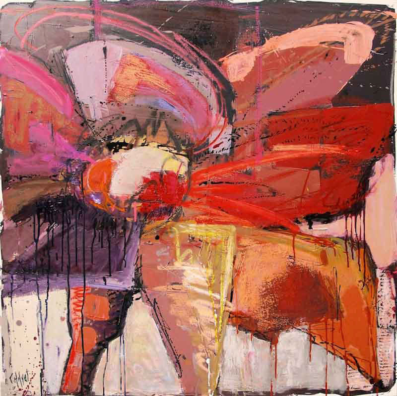 Elle s'enflamme - 100 x 100cm -2014 - techniques mixtes sur toile