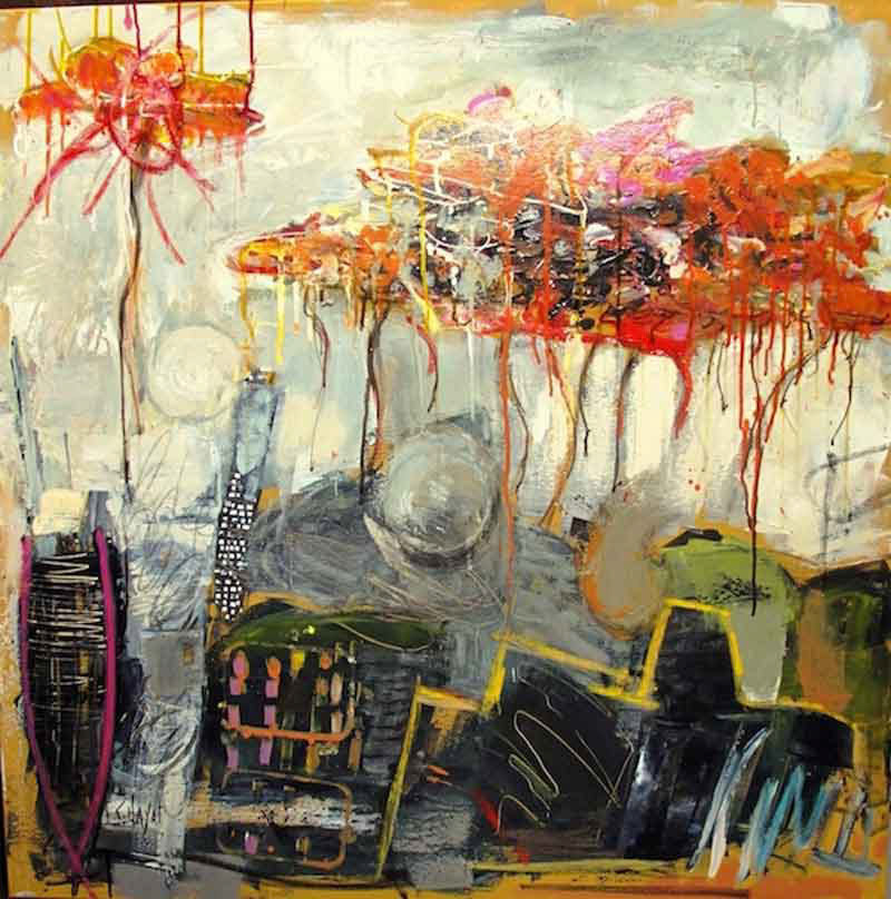 Détachées - 100 x 100 cm - 2014  - techniques mixtes sur toile