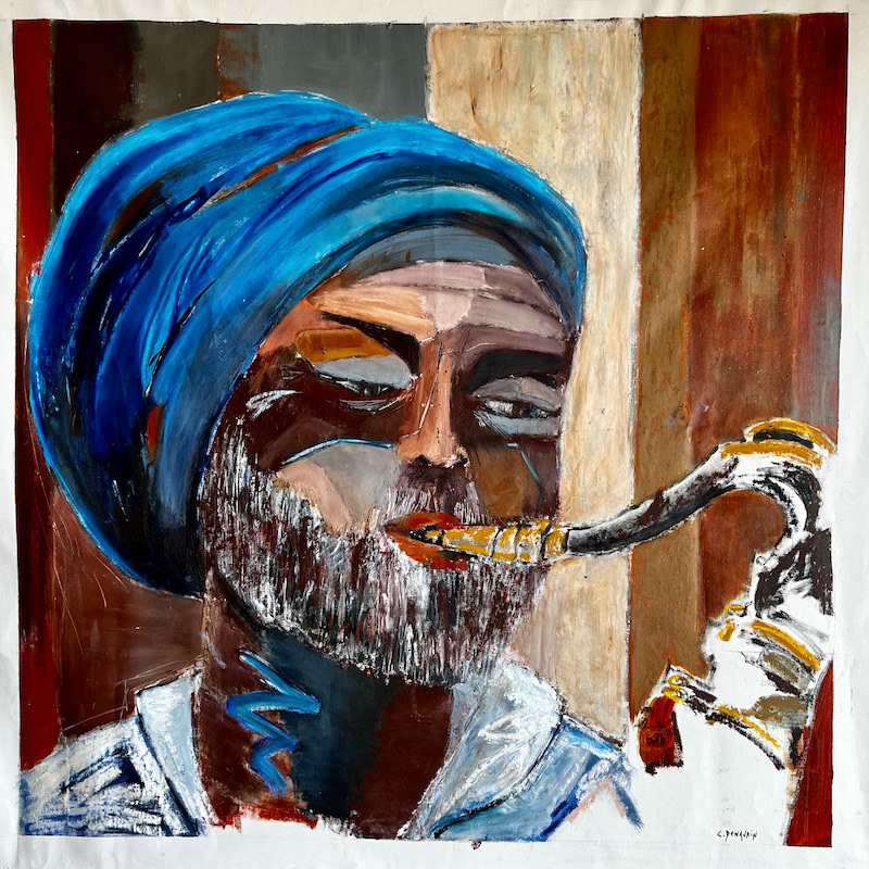 Le joueur de Saxo - 110 x 110 cm - 2022