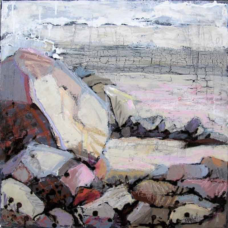 Solide comme un roc! 50 x 50cm - vendue 2015 - techniques mixtes sur toile