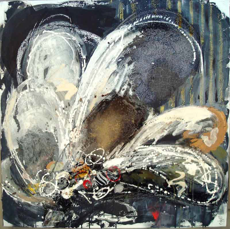 Impétueuse - 80 x 80 cm - vendu - 2012 - techniques mixtes sur toile