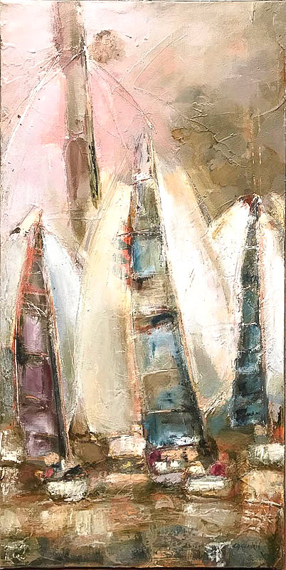 Jeu de voiles - 30 x 60cm - vendu - 2018 - Techniques mixtes sur toile