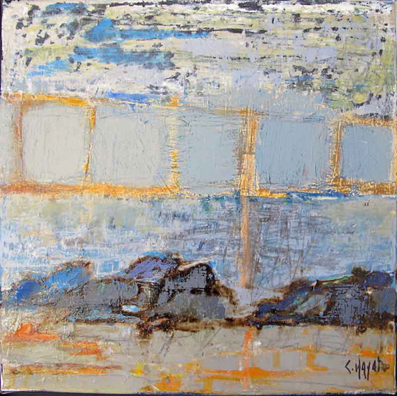 Reflets du soir 30 x 30 cm - vendue - 2016 - techniques mixtes sur toile